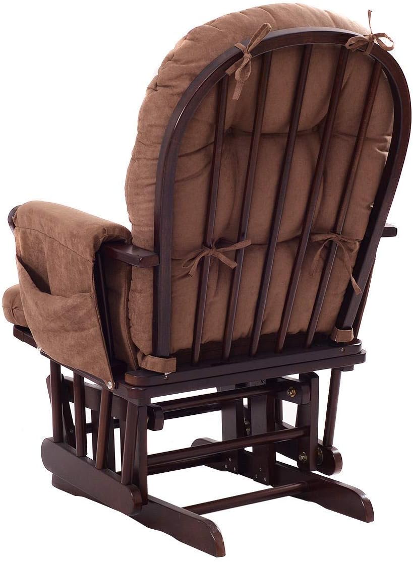 Rocking Chair with Ottoman, Brown, Traditional Style, Wooden, Adjustable Backrest, Recliner, Nursery & Living Room
