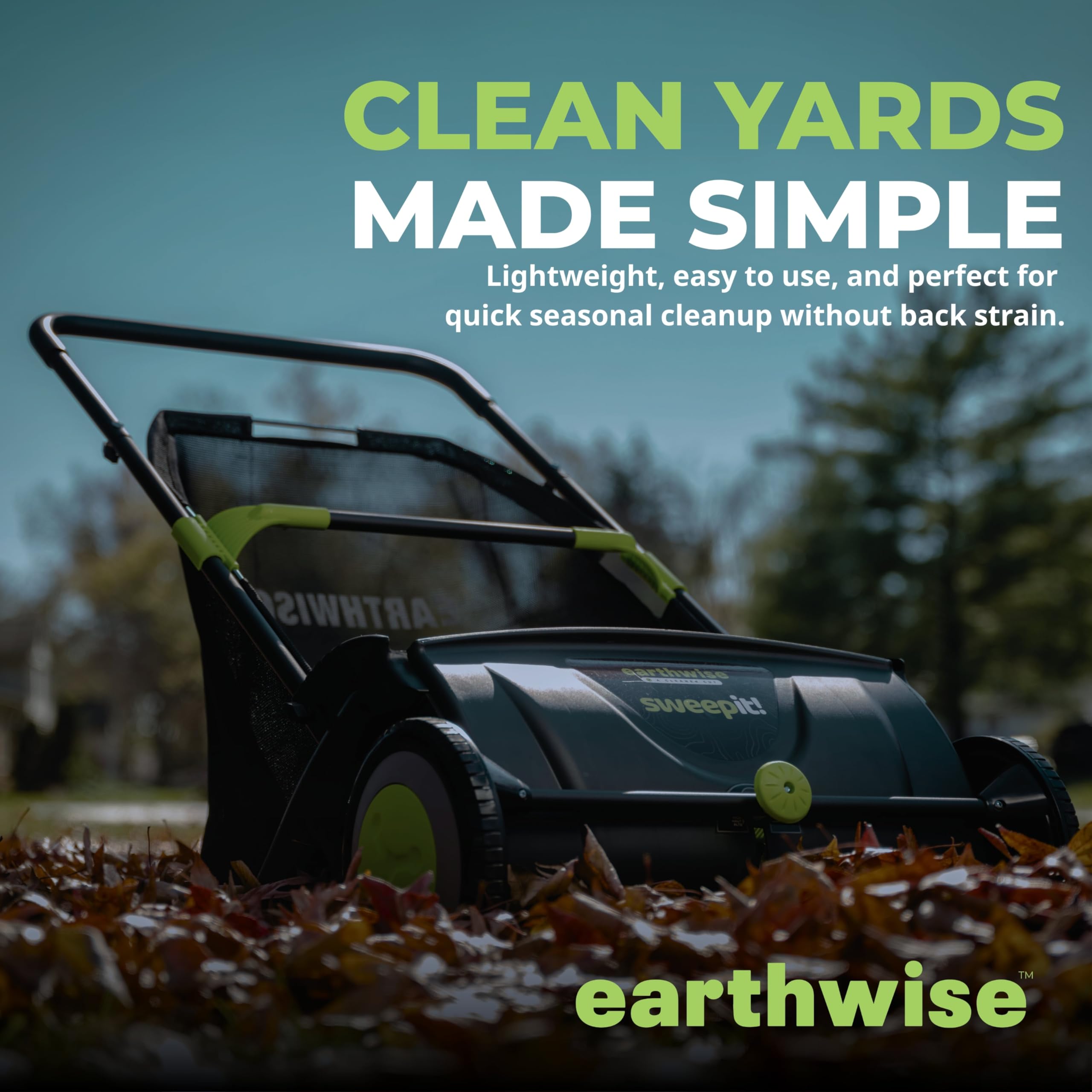 EARTHWISE LSW70021 Push Lawn Sweeper - 21-Inch Leaf & Grass
