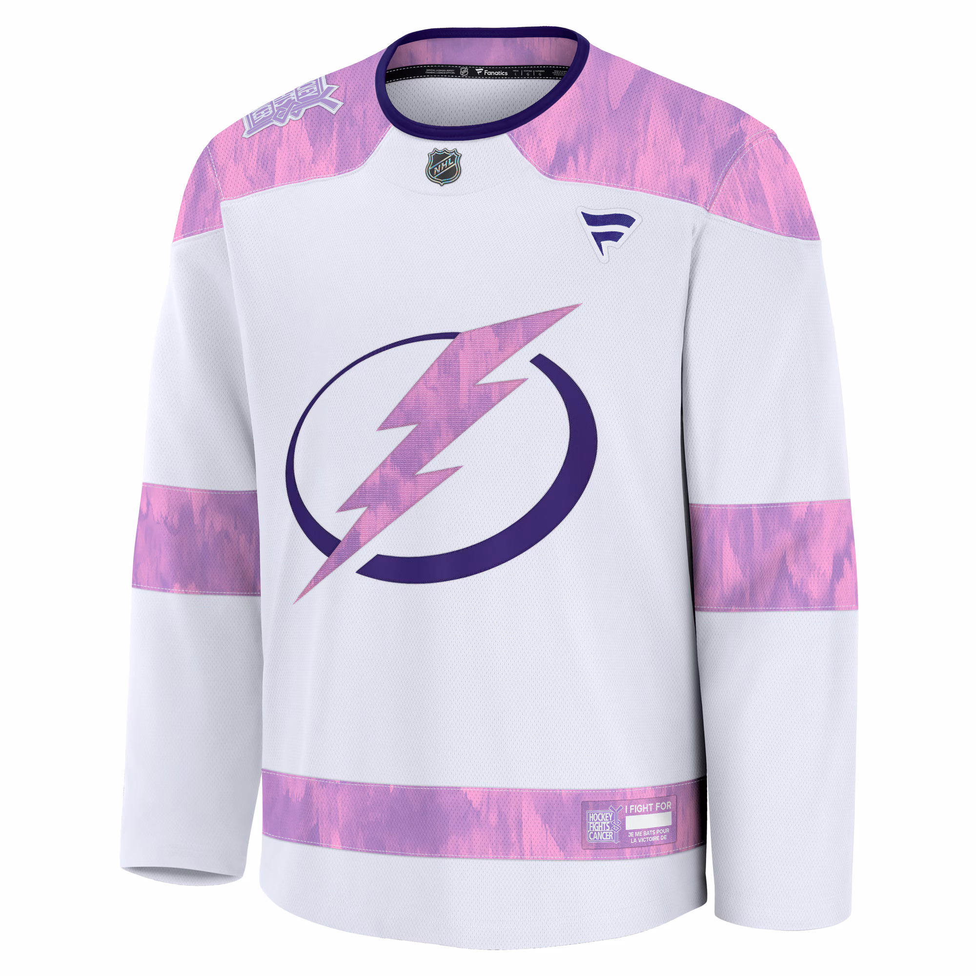 Tampa Bay Lightning Fanatics 2024 Hockey Fights Cancer Practice Jersey - White