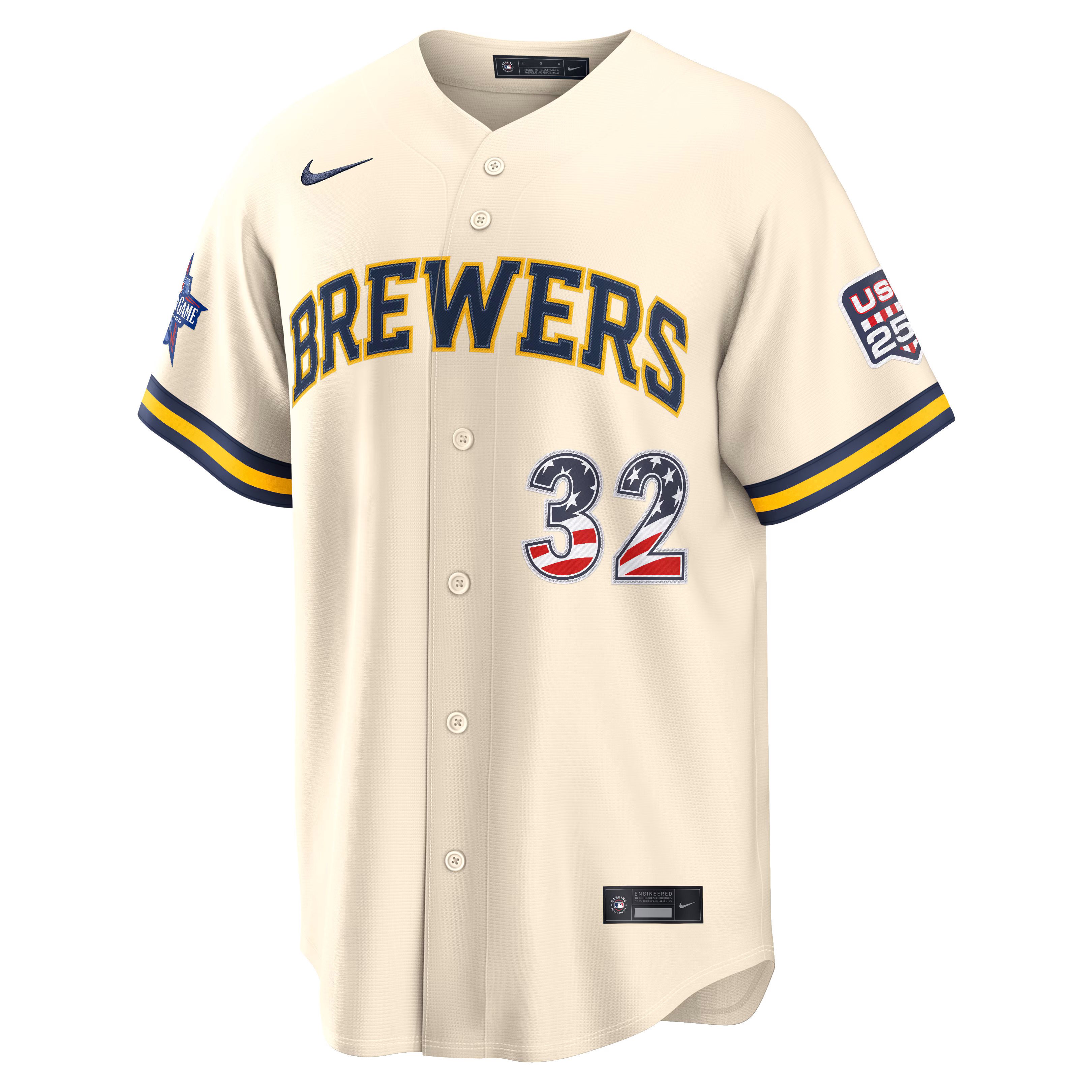 2026 All-Star Edition Stars & Stripes Milwaukee Brewers Jacob Misiorowski Nike Cream Stadium Jersey