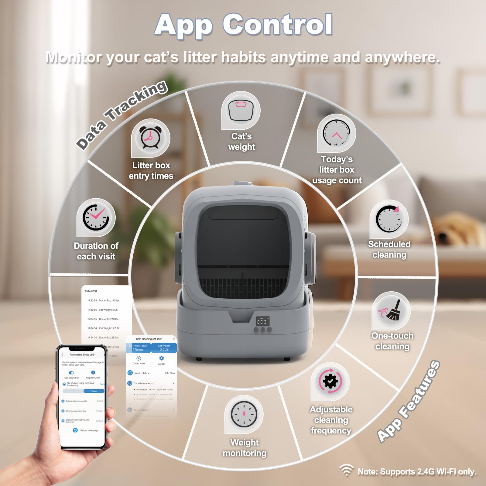 UPFAS Automatic Self-Cleaning Cat Litter Box - APP Control