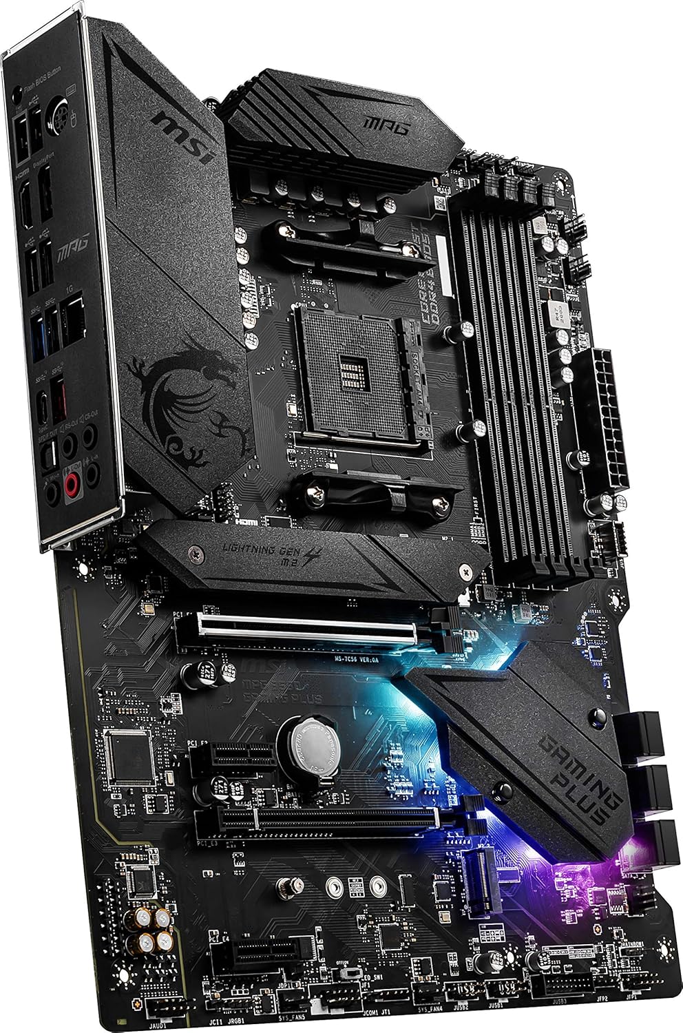 MSI MPG B550 Gaming Plus Gaming Motherboard (AMD Ryzen 5000, AM4, DDR4, PCIe 4.0, SATA 6Gb/s, M.2, USB 3.2 Gen 2, HDMI/DP, ATX)