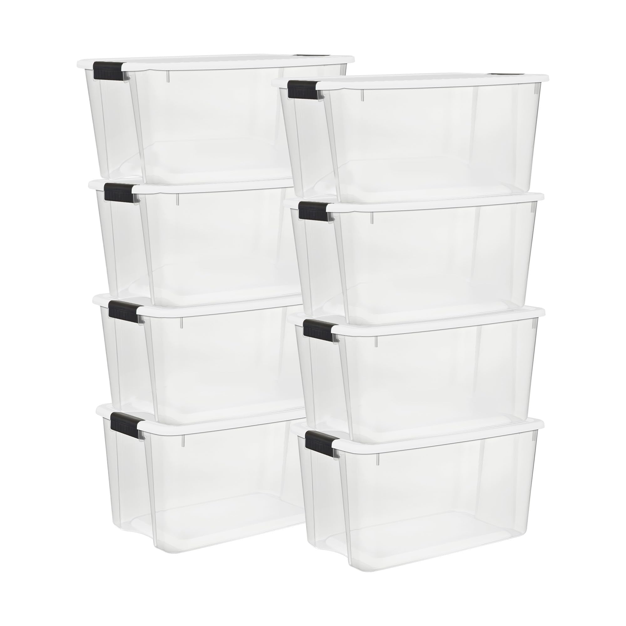 STERILITE 8-Pack 70 Quart Latching Storage Bins - Clear Plastic