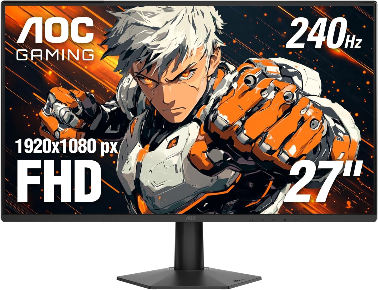 AOC 27G51Z 27 inch Gaming Monitor FHD 1920x1080, 240Hz Native with 260Hz Overclock 0.5ms MPRT, IPS Panel, HDR, 3-Sided Frameless, HDMI 2.0 x1, Display Port x1, 3-Year Zero-Bright-Dot