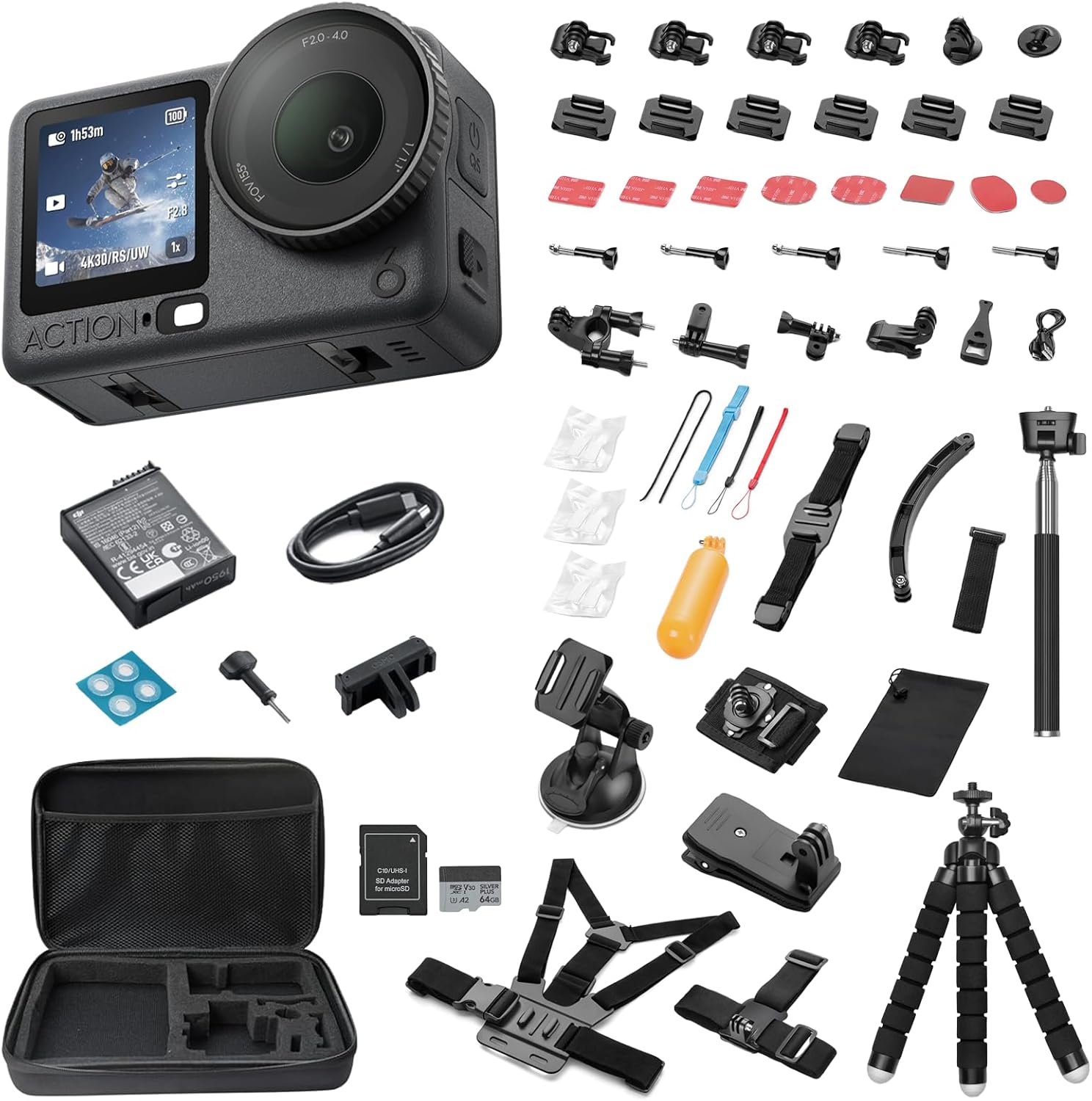 DJI Osmo Action 6 8K Waterproof Action Camera Bundle, 1/1.1