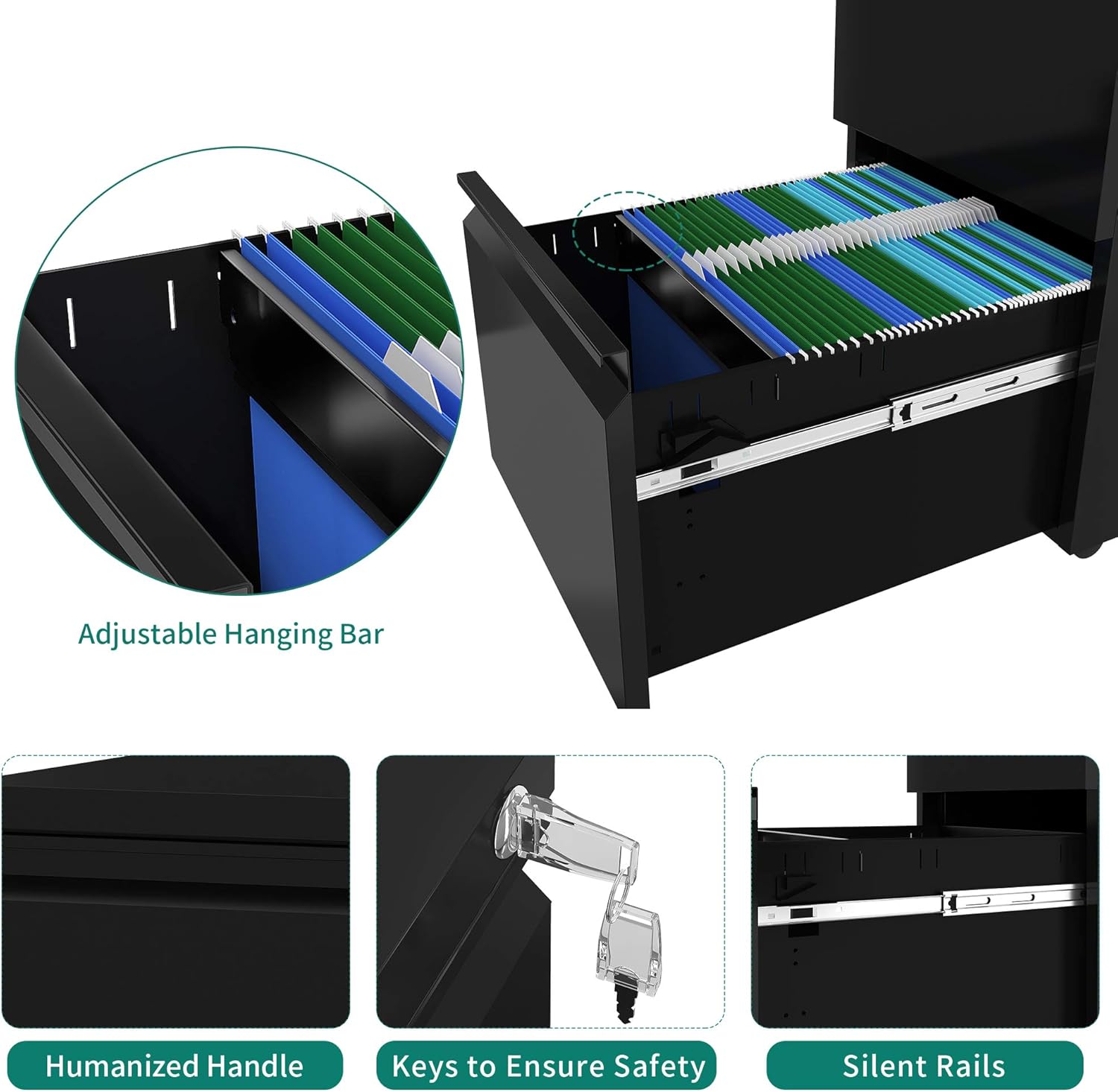 YITAHOME 4-Drawer Mobile File Cabinet with Lock,