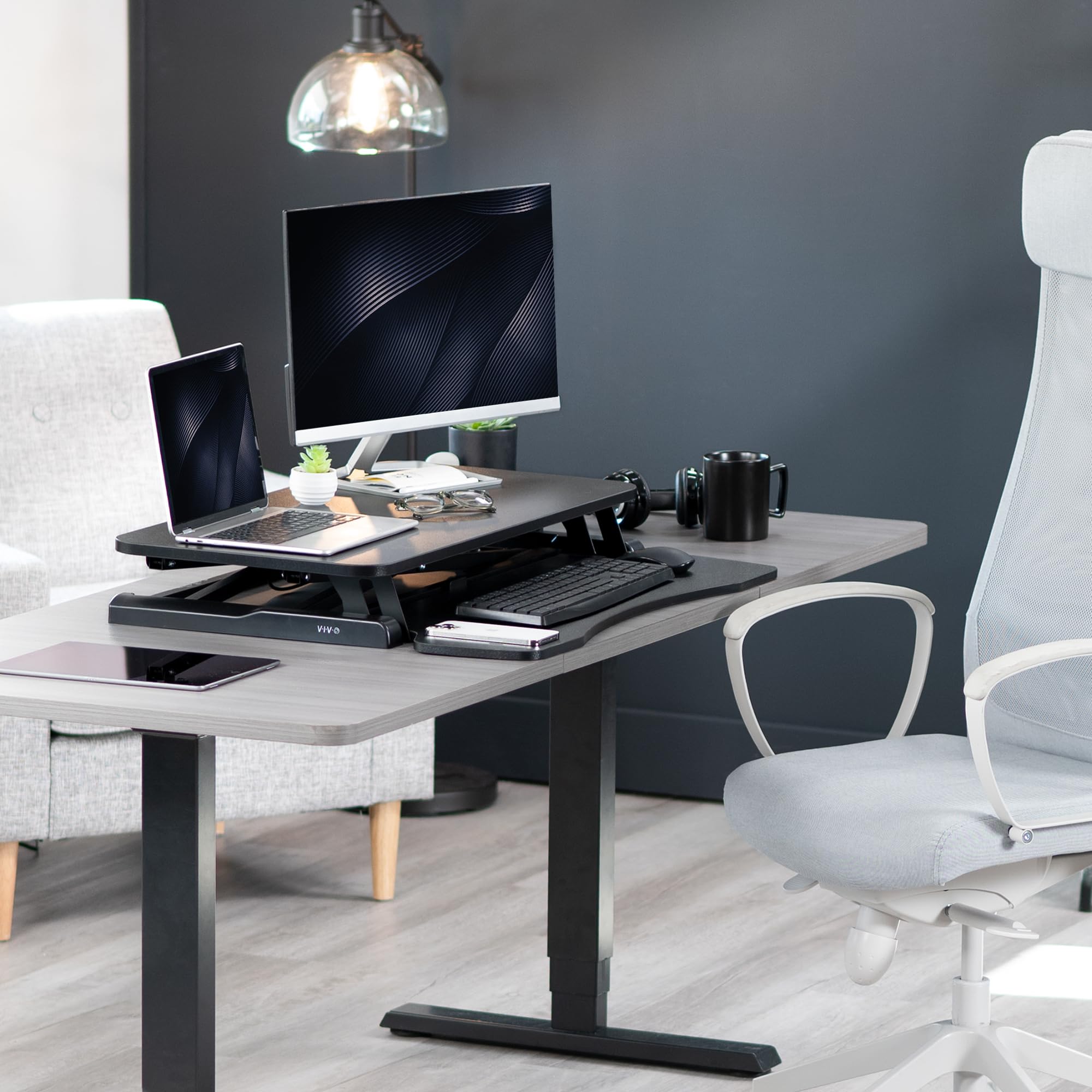 VIVO 32-inch Height Adjustable Desk Converter - Black