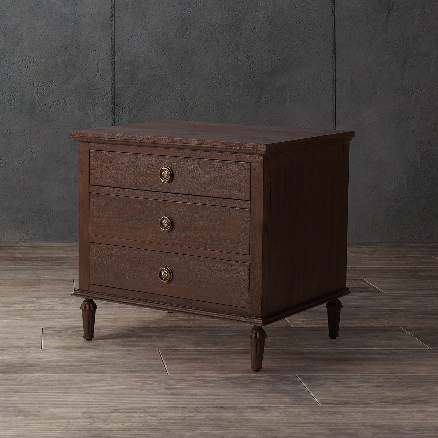 SAFAVIEH Couture Home Collection Lisabet Brown 3-Drawer Wood Nightstand Table (Fully Assembled)