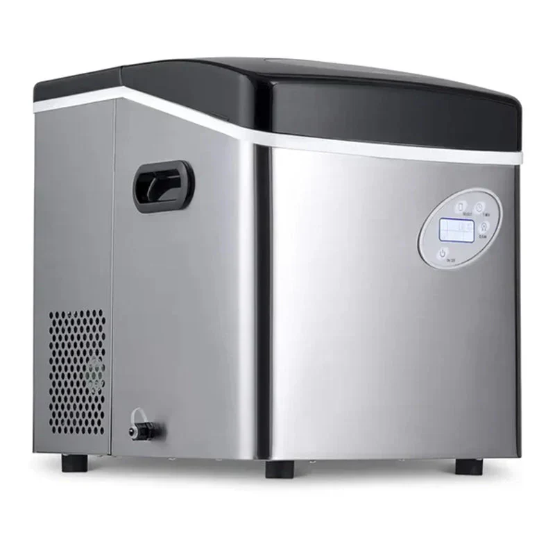 Portable Ice Maker 50 lb. Daily, 12 Cubes in Under 7 Minutes - Compact Countertop Design - 3 Size Bullet Shaped Ice - for Kitchen/Office/RV/Bar - Stainless Steel