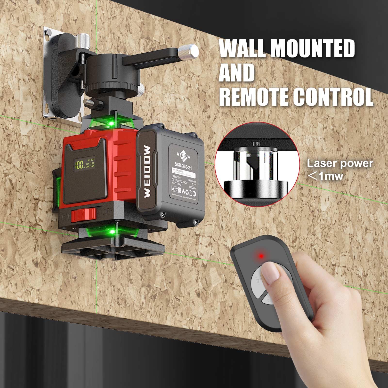 WEIDDW Laser Level with Tripod - Self Leveling 4x360° Green