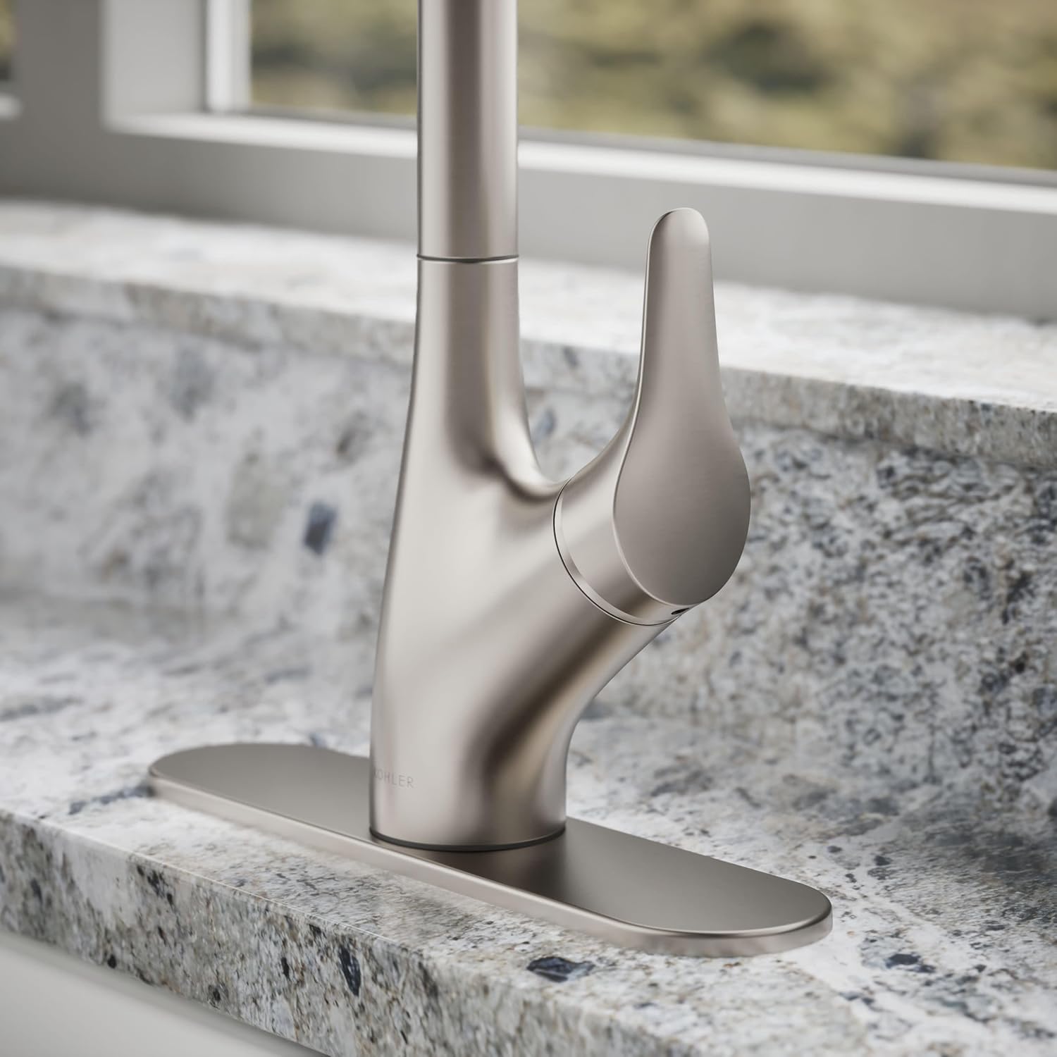 KOHLER 30469-VS Rival Single Handle Pull-Down Kitchen Faucet, Kitchen Sink Faucet with Pull-Down Sprayer, Vibrant Stainless