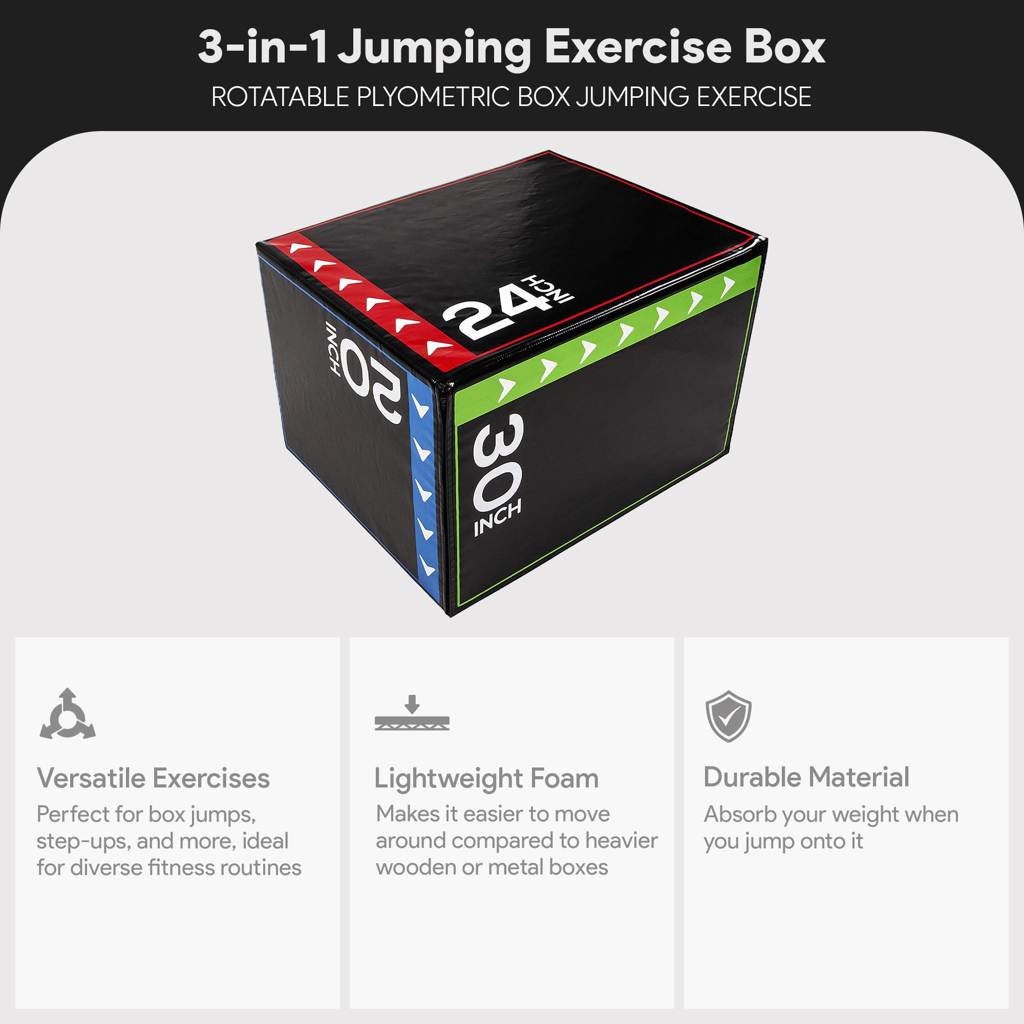 BALANCEFROM 3-in-1 Foam Plyometric Jump Box for Home Gym