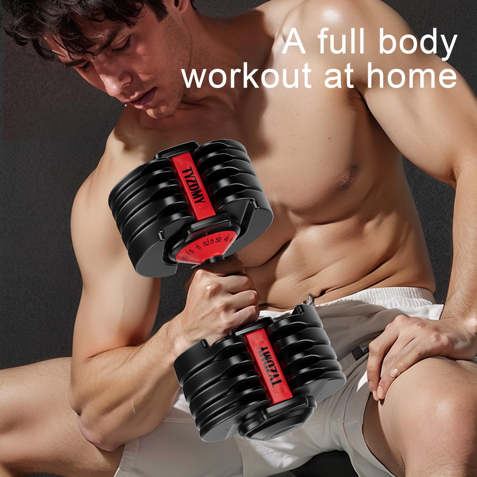 TYZDMY Adjustable Dumbbells Set 52.5 lbs - Free Weights Pair