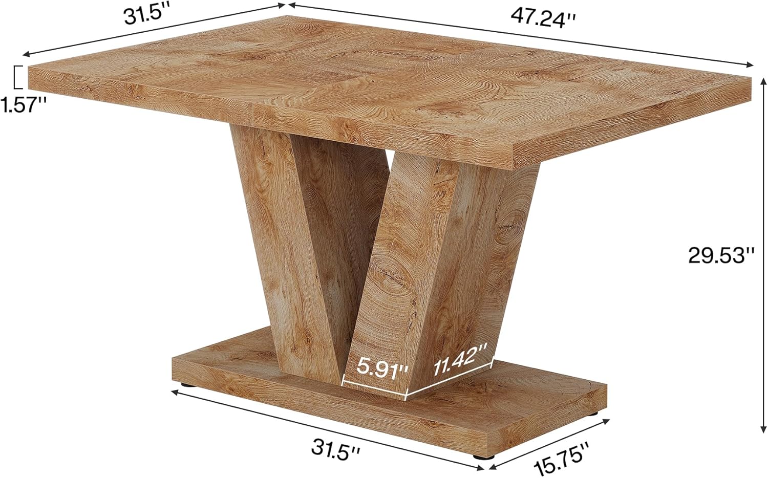 Tribesigns 47-Inch Dining Table for 4, Light Oak Brown Kitchen Dinner Furniture with Heavy Duty Pedestal, Farmhouse Wooden Eating Desk for Home, Dining Room, Small Space