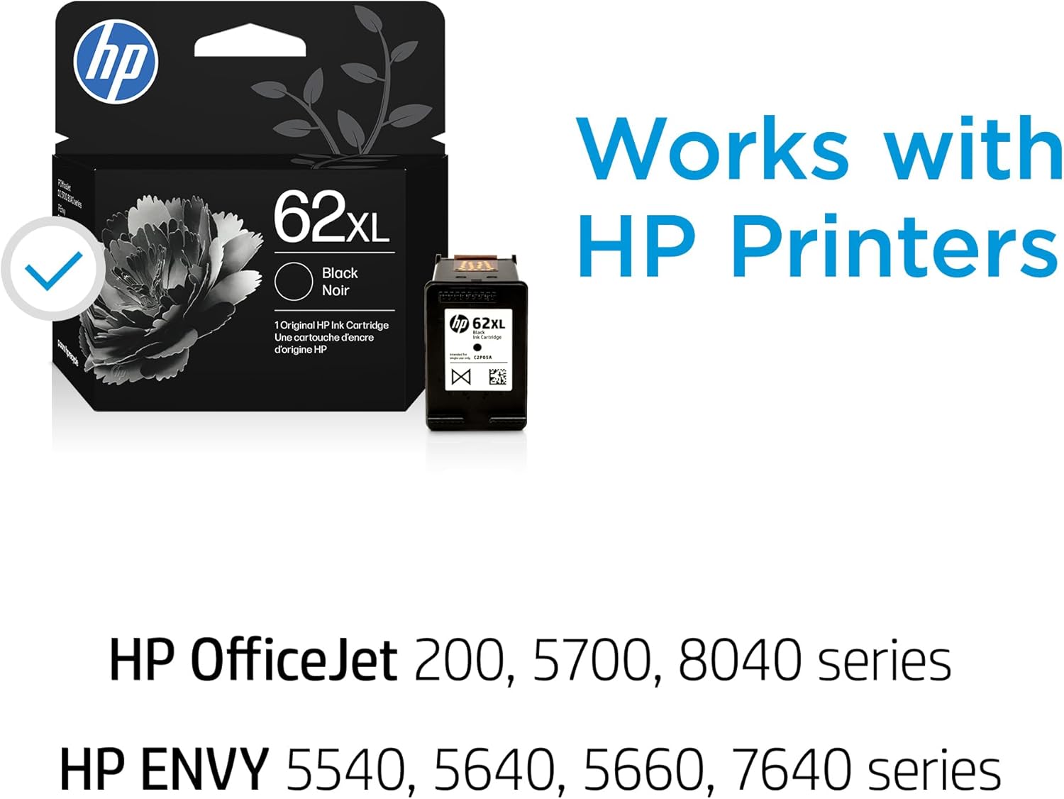 HP 62XL Black and 62XL Tri-Color Ink Cartridge 2 pack for Printers | Works with DeskJet 1000, 1010, 1050, 1510, 2050, 2510, 2540, 3000, 3050, 3510; Envy 4500, 5530; OfficeJet 2620, 4630