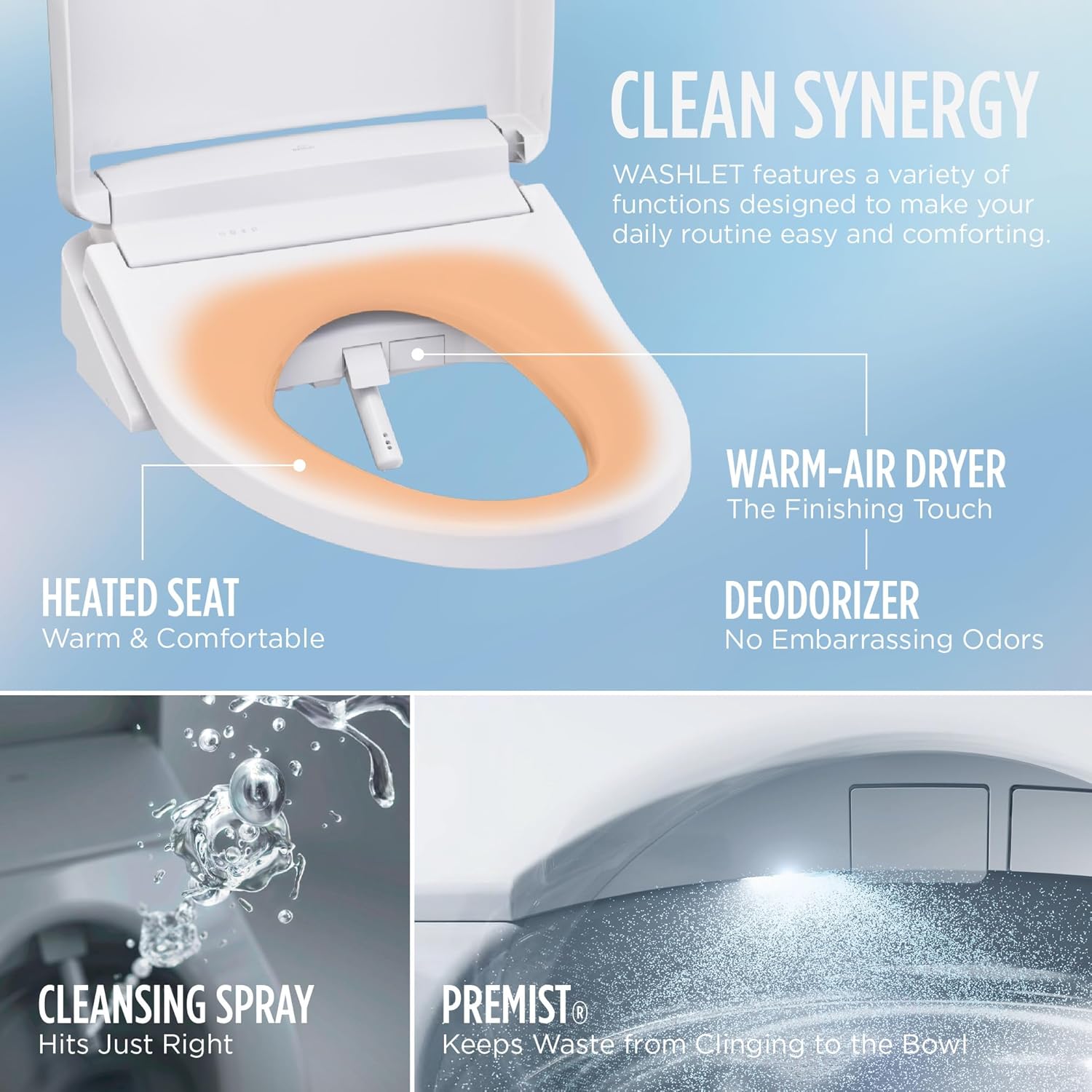 TOTO® WASHLET® S5 Electronic Bidet Toilet Seat with Instantaneous Water Heating, PREMIST and EWATER+ Wand Cleaning, Round, Cotton White - SW3445#01