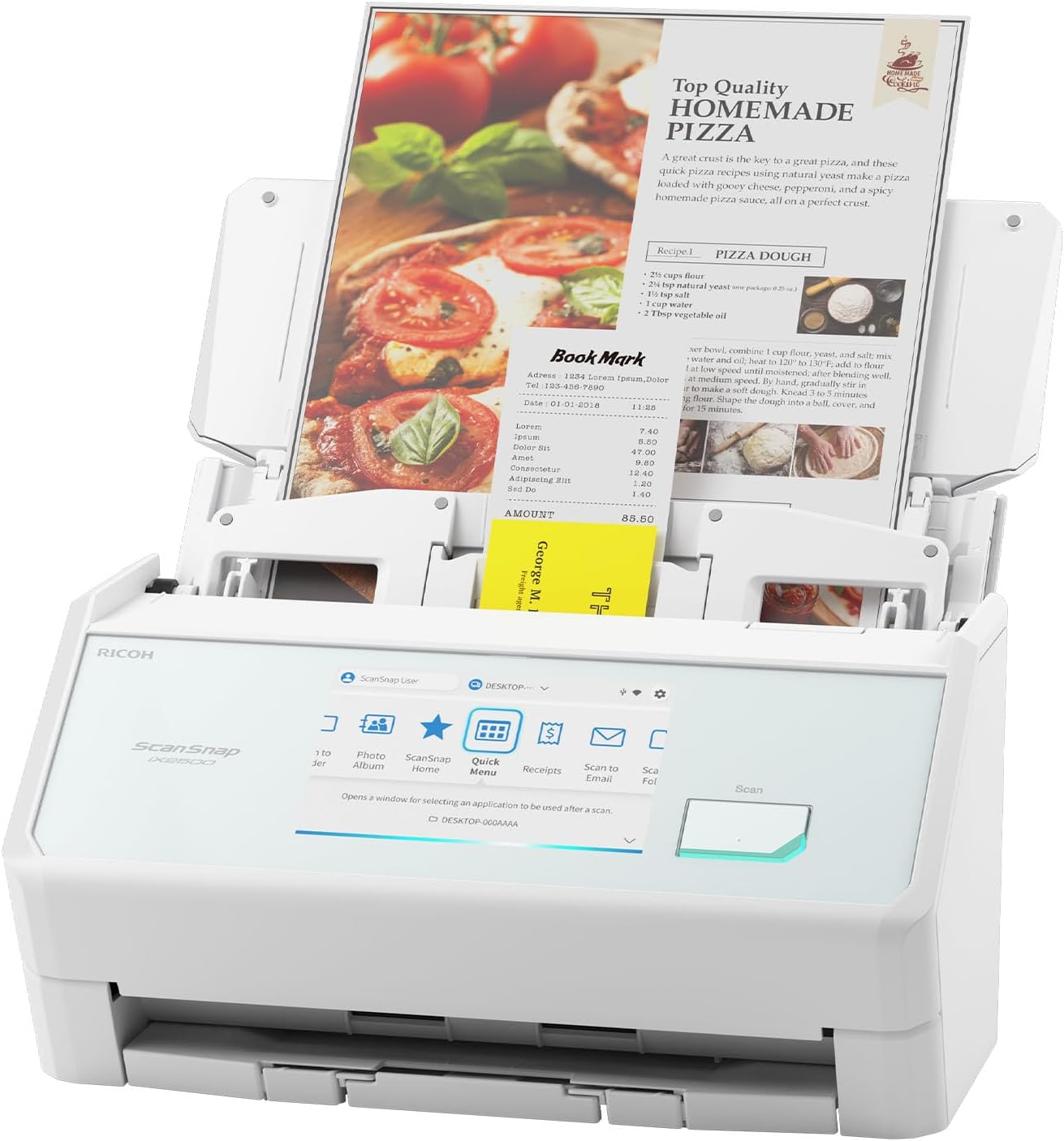 ScanSnap iX2500 Wireless or USB High-Speed Cloud Enabled Document, Photo & Receipt Scanner with Large 5