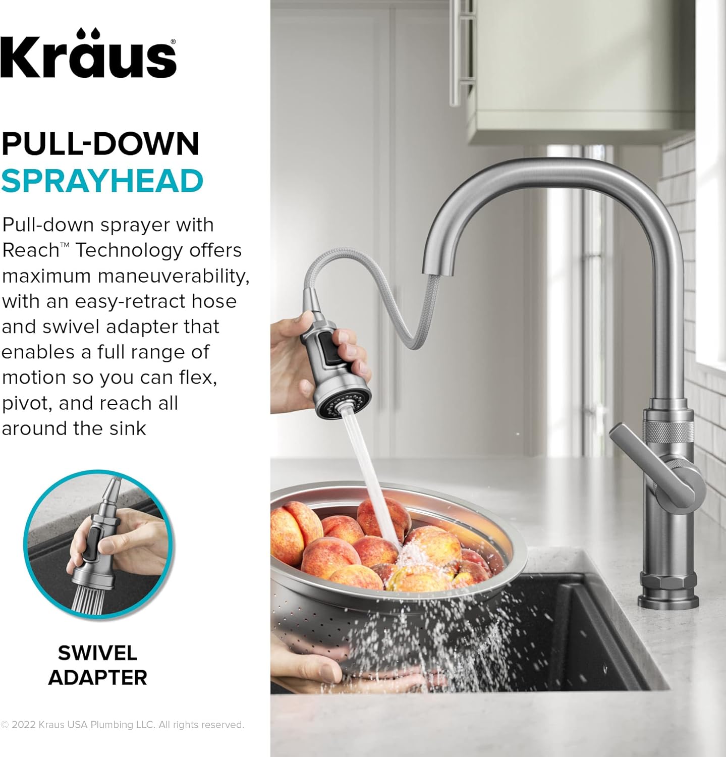 KRAUS Allyn Industrial Pull-Down Single Handle Kitchen Faucet in Spot-Free Black Stainless Steel, KPF-4102SFSB