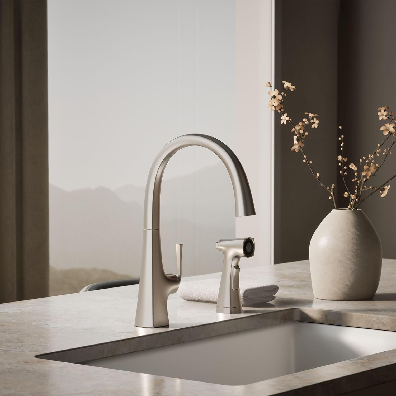 KOHLER Graze 1.5 GPM Single Hole Kitchen Faucet - Includes Side Spray