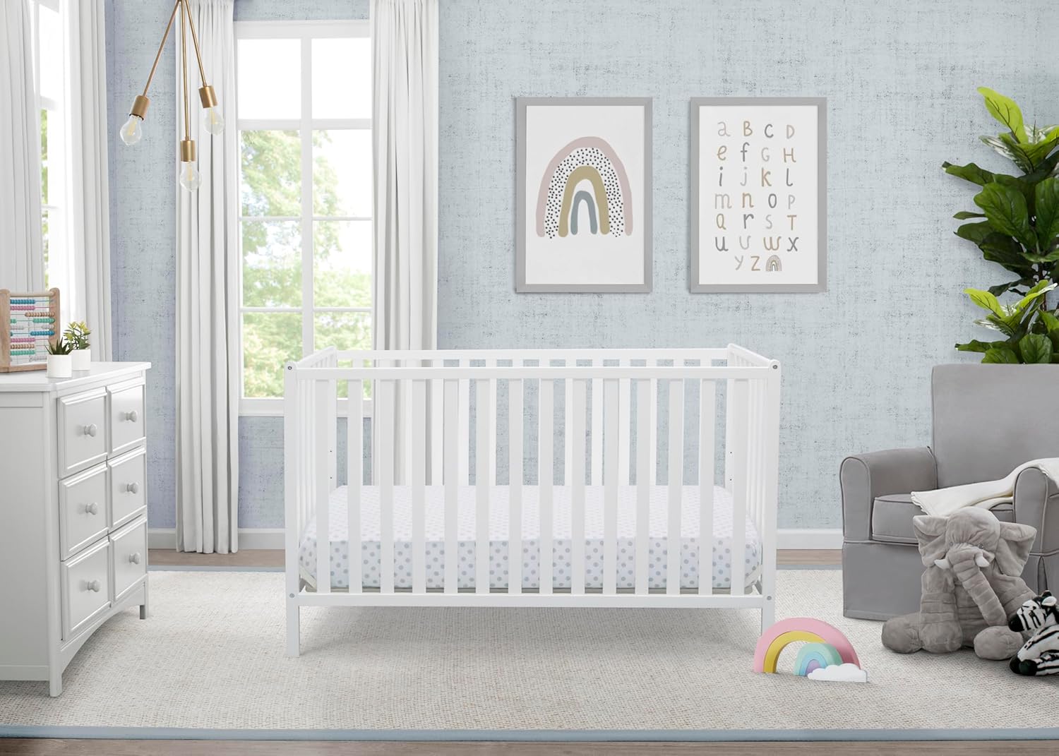 Delta Children Heartland 4-in-1 Convertible Crib - Greenguard Gold Certified, Bianca White