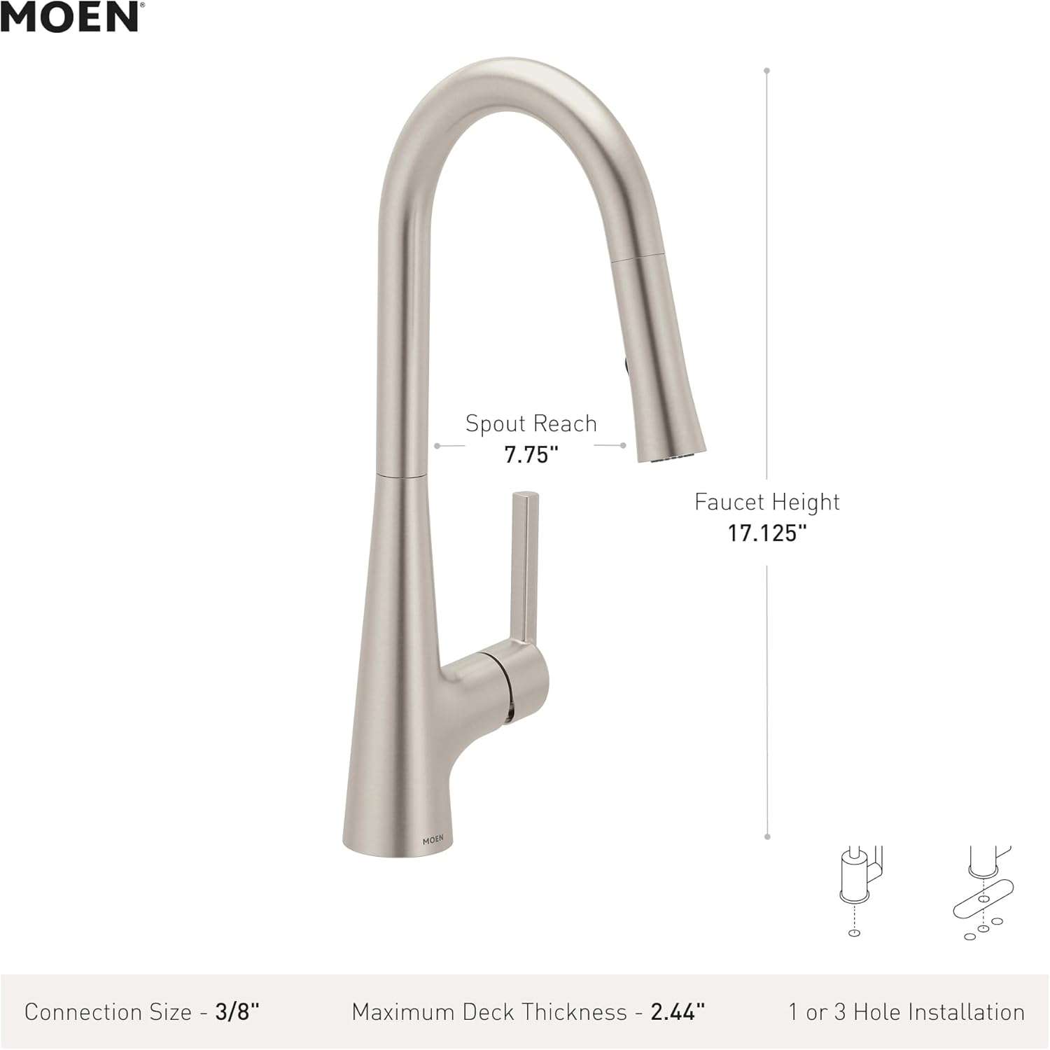 Moen Ronan Spot Resist Stainless Pulldown Kitchen Faucet with SwivelControl™ Wand and Power Clean™ Technology 87918SRS