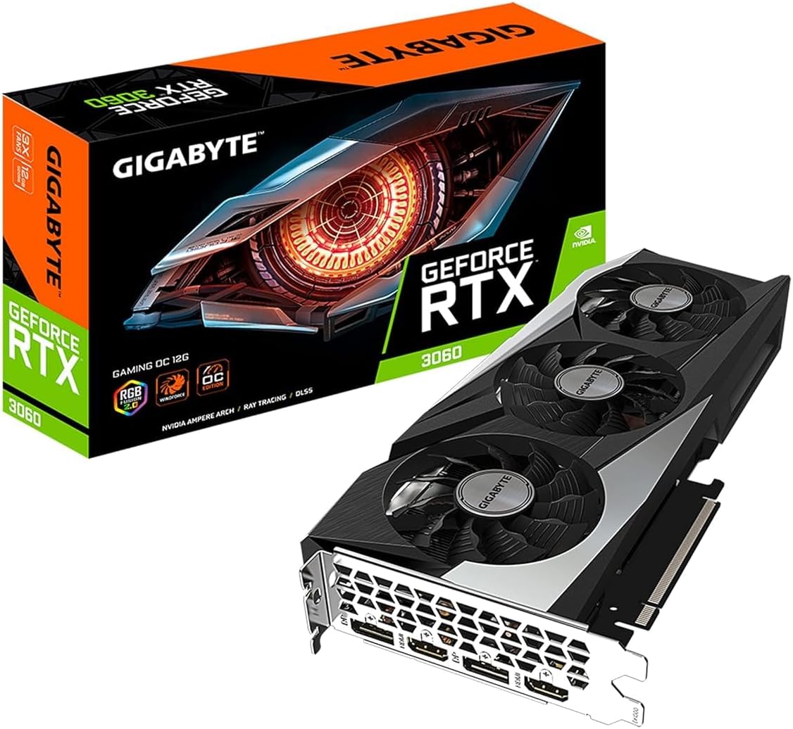 GIGABYTE GeForce RTX 3060 Gaming OC 12G (REV2.0) Graphics Card, 3X WINDFORCE Fans, 12GB 192-bit GDDR6, GV-N3060 Video Card