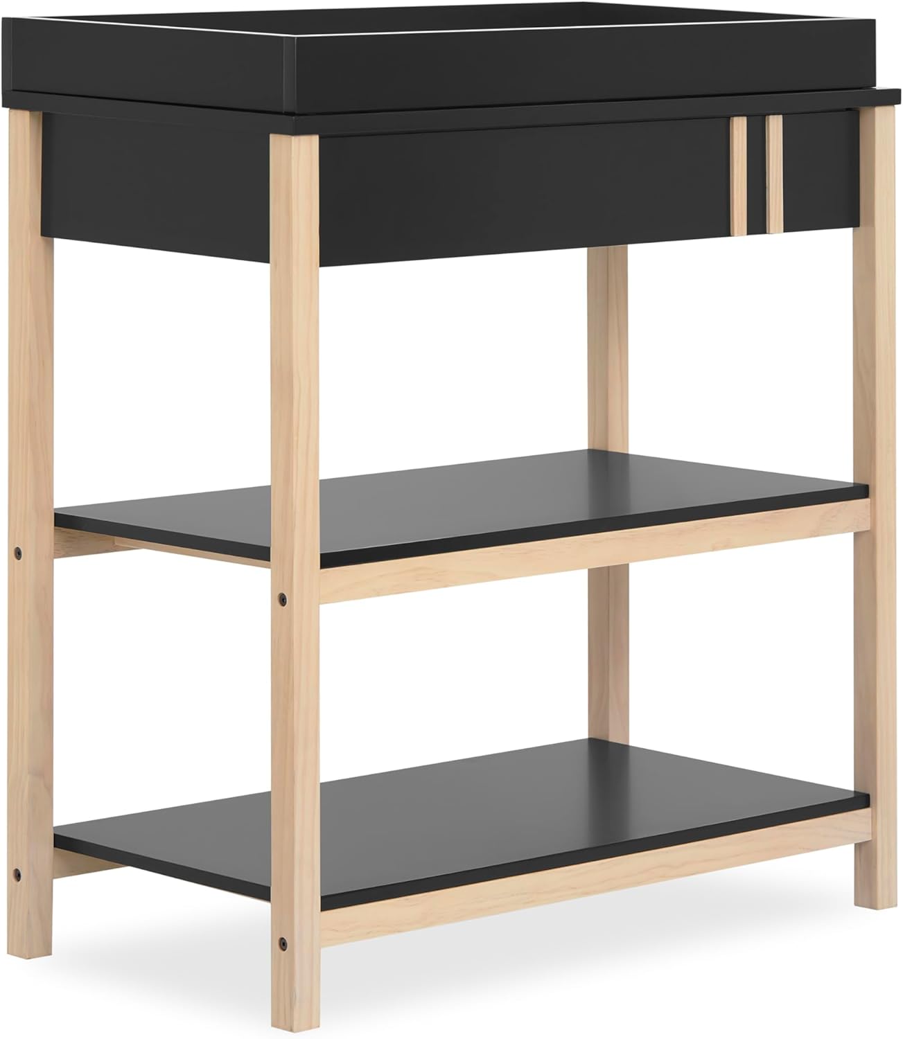 Dream On Me Soho Baby Changing Table in Matte Black Vintage, Crafted with Sustainable New Zealand Pinewood, BSA & Greenguard Gold Certified, Portable Changing Table