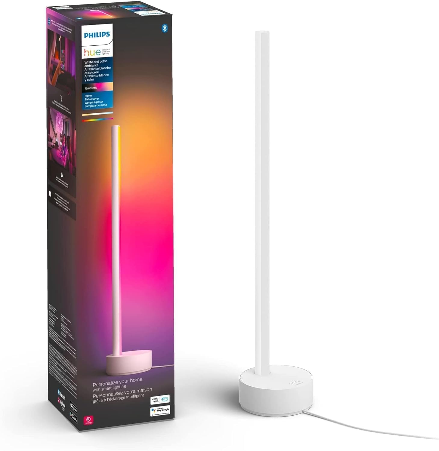 Philips Hue Signe Smart Table Lamp, White - White and Color Ambiance LED Color-Changing Light - 1 Pack - Control with Hue App - Compatible with Alexa, Google Assistant, and Apple Homekit