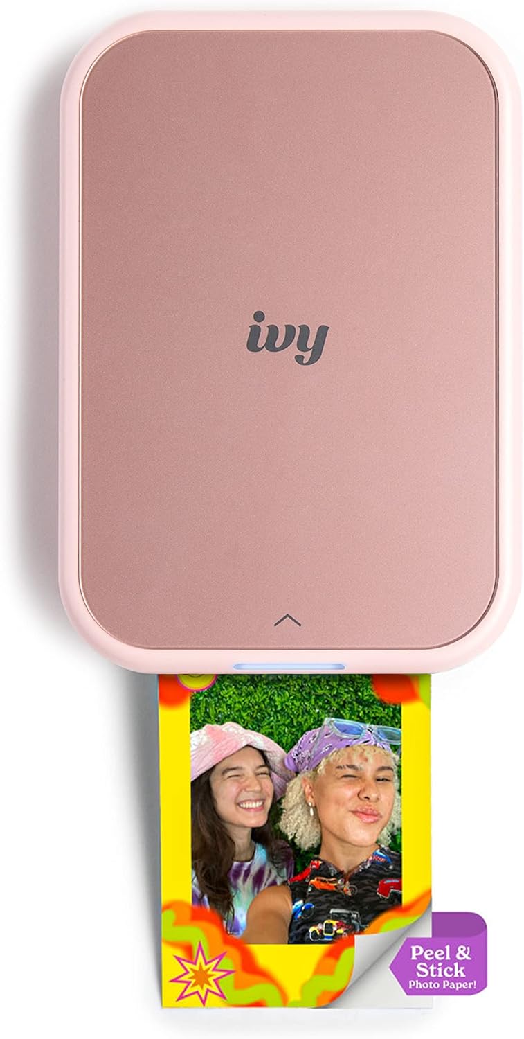 Canon Ivy 2 Mini Photo Printer, Print from Compatible iOS & Android Devices, Sticky-Back Prints, Blush Pink and Canon Zink Photo Paper Pack, 20 sheets, White, 2