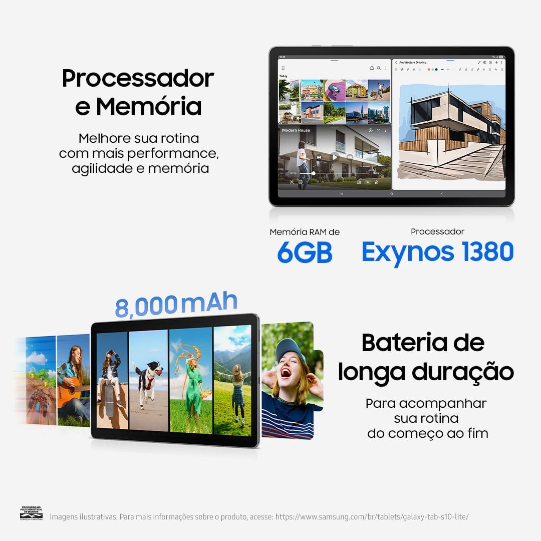 SAMSUNG Galaxy Tab S10 Lite with S-Pen | 128GB, 6GB RAM, Wi-Fi Only | 10.9” 90Hz LCD, Android 15 WiFi 6 Tablet, All Day Battery | International Model X400 | 256GB SD Card Bundle, Gray