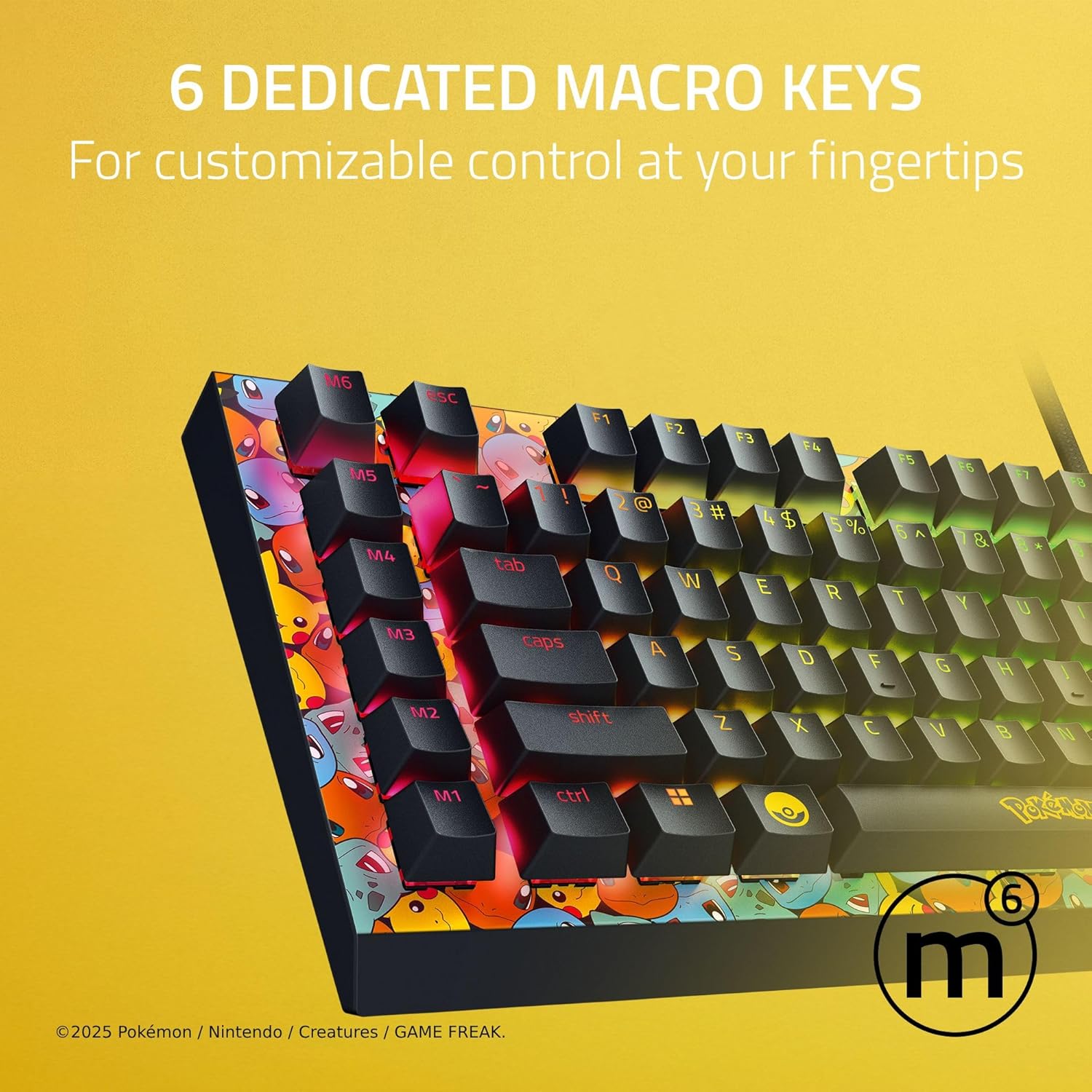 Razer BlackWidow V4 X Mechanical Gaming Keyboard: Green Switches Tactile & Clicky - 6 Macro Keys - Chroma RGB - Doubleshot ABS Keycaps - Sound Dampening & Stabilizers - Pokémon Edition