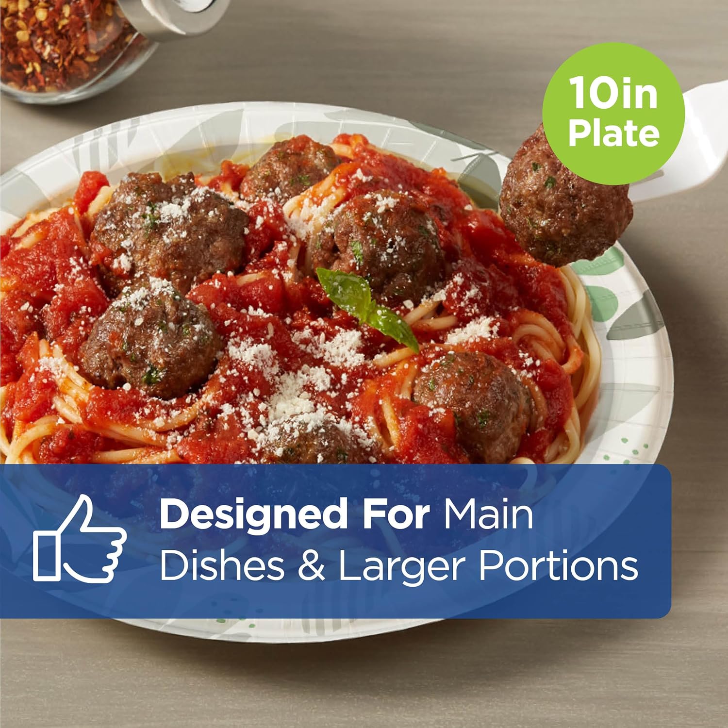 Dixie Ultra 10 Inch Heavy-Weight Paper Plates By GP PRO, Pathways Botanical Design, 500 Count (125 Disposable Plates Per Pack, 4 Packs Per Case), SXP10PATH