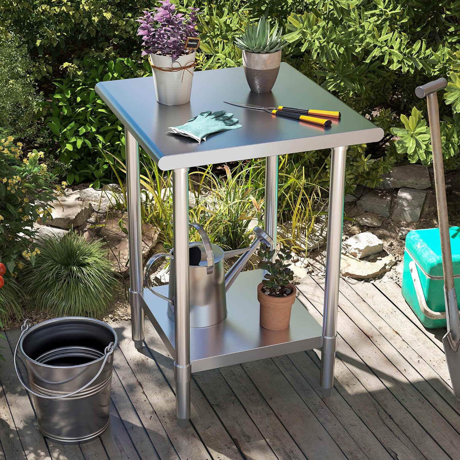 NSF Certified Stainless Steel Table with Adjustable Undershelf, 24