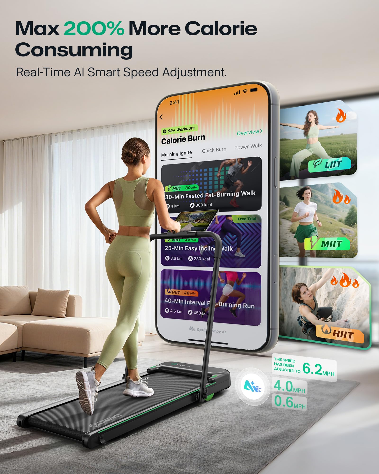 UREVO Strol 2E Smart 2-in-1 Folding Treadmill Compact