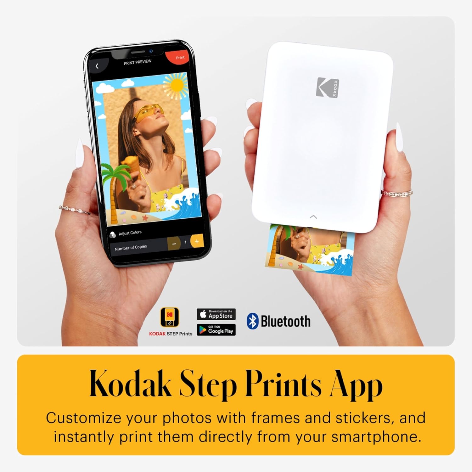 Kodak Step Slim Instant Mobile Photo Printer 2x3 Zink Paper (White) Kit: 20 Pack Zink Paper, case