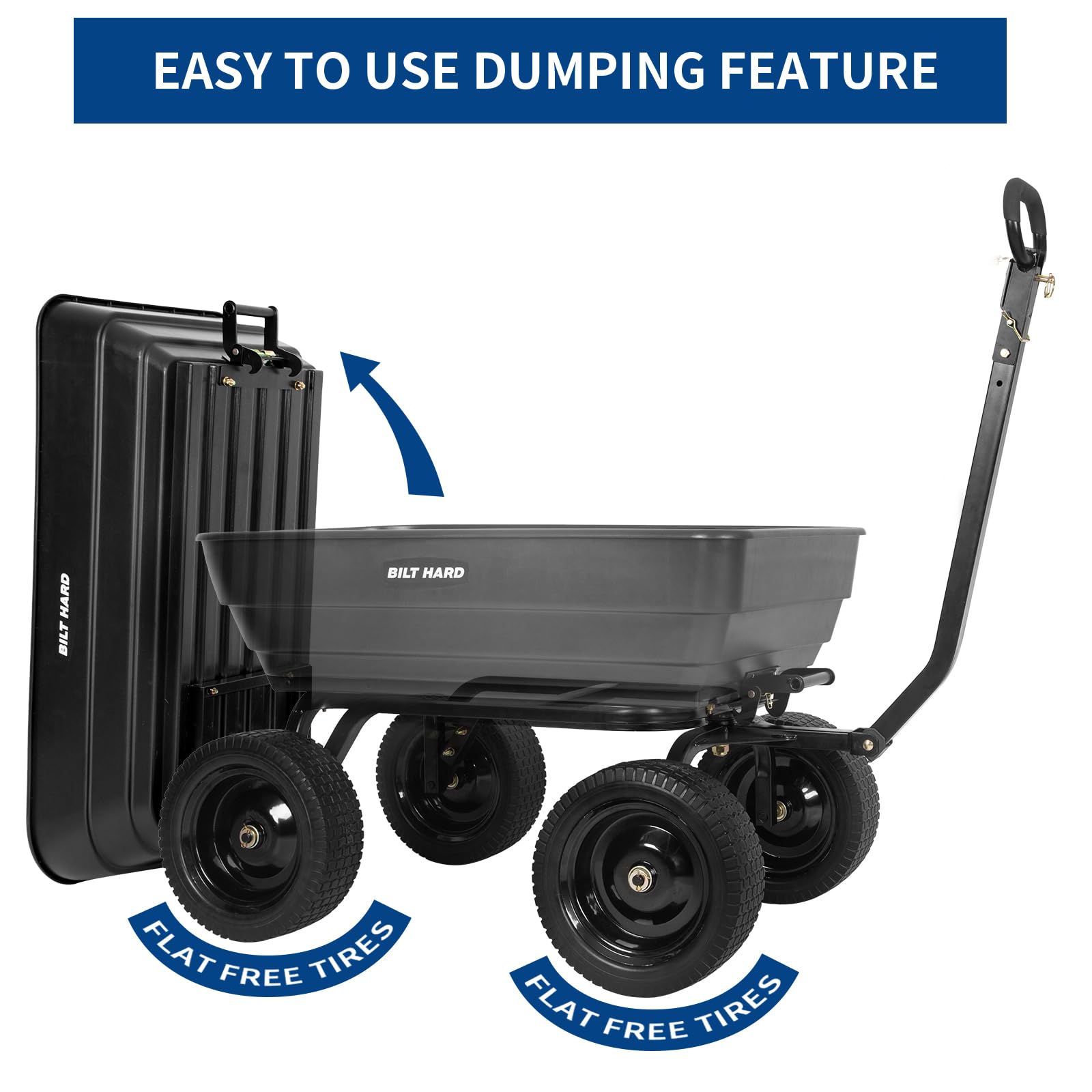 BILT HARD Poly Garden Dump Cart 1200lbs Heavy Duty 7 Cu Ft