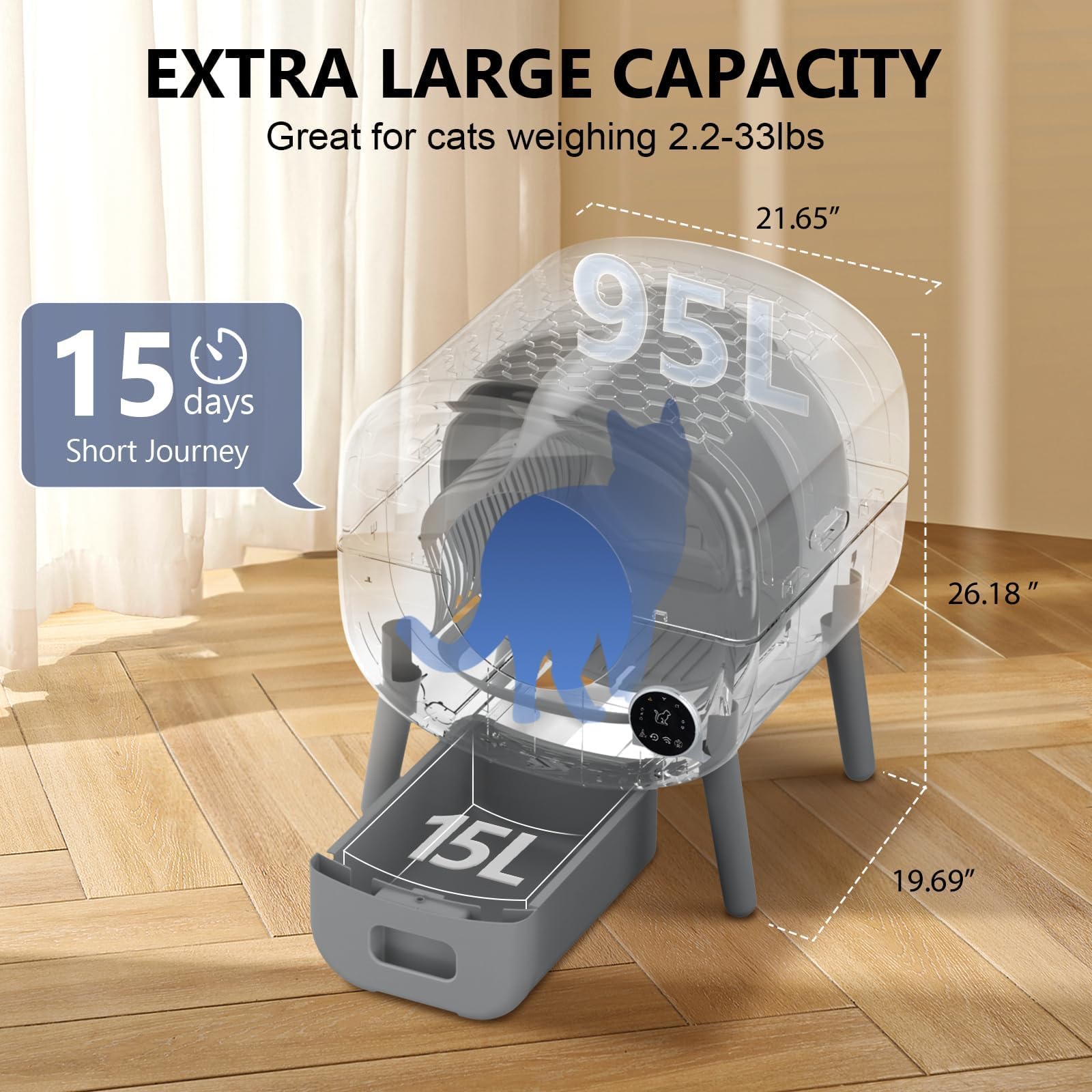 CUMRIGE Self Cleaning Litter Box - Automatic Large Capacity
