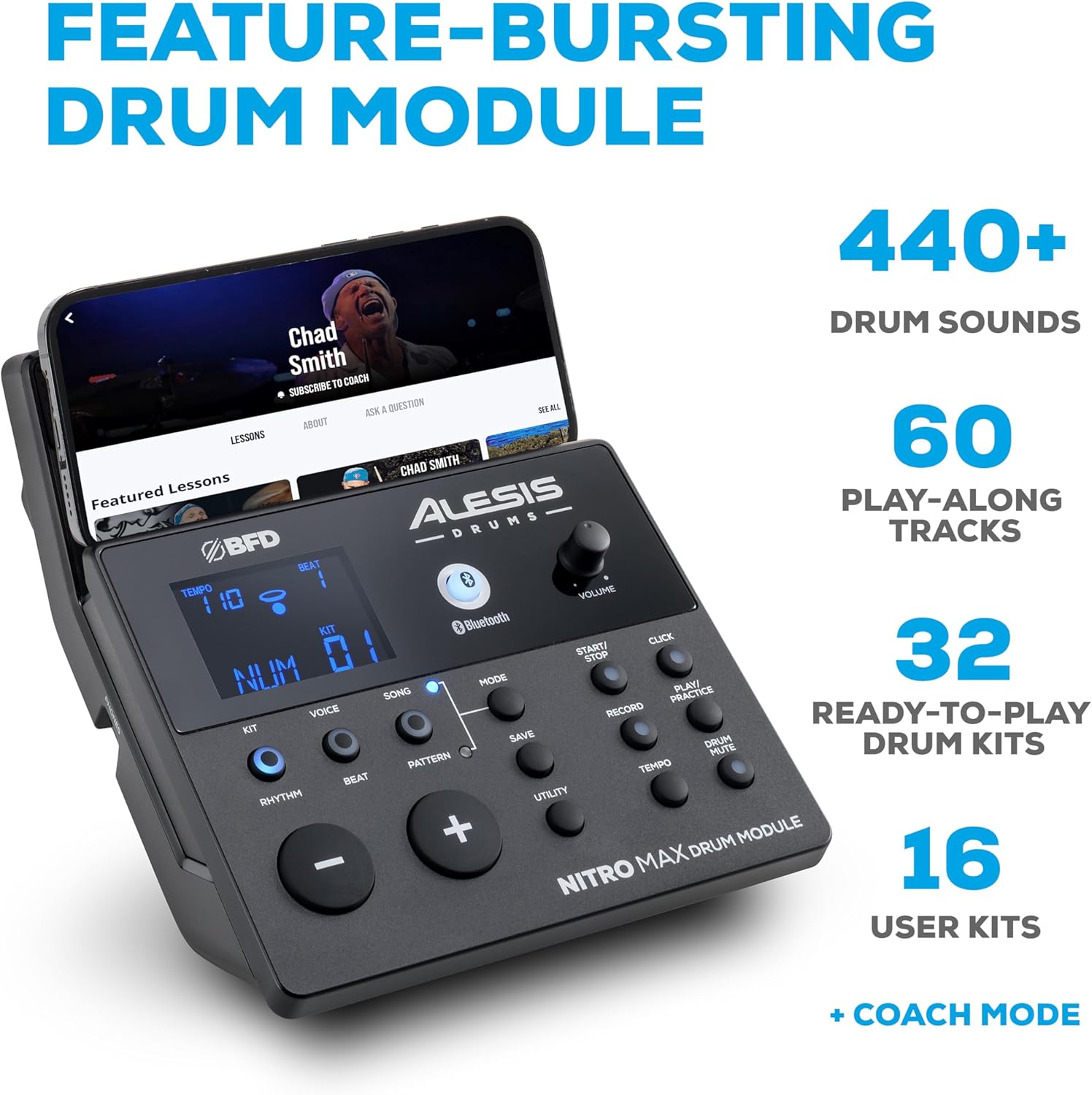 Alesis Nitro Max Kit Compact Electric Drum Kit with Quiet Mesh Pads, 10