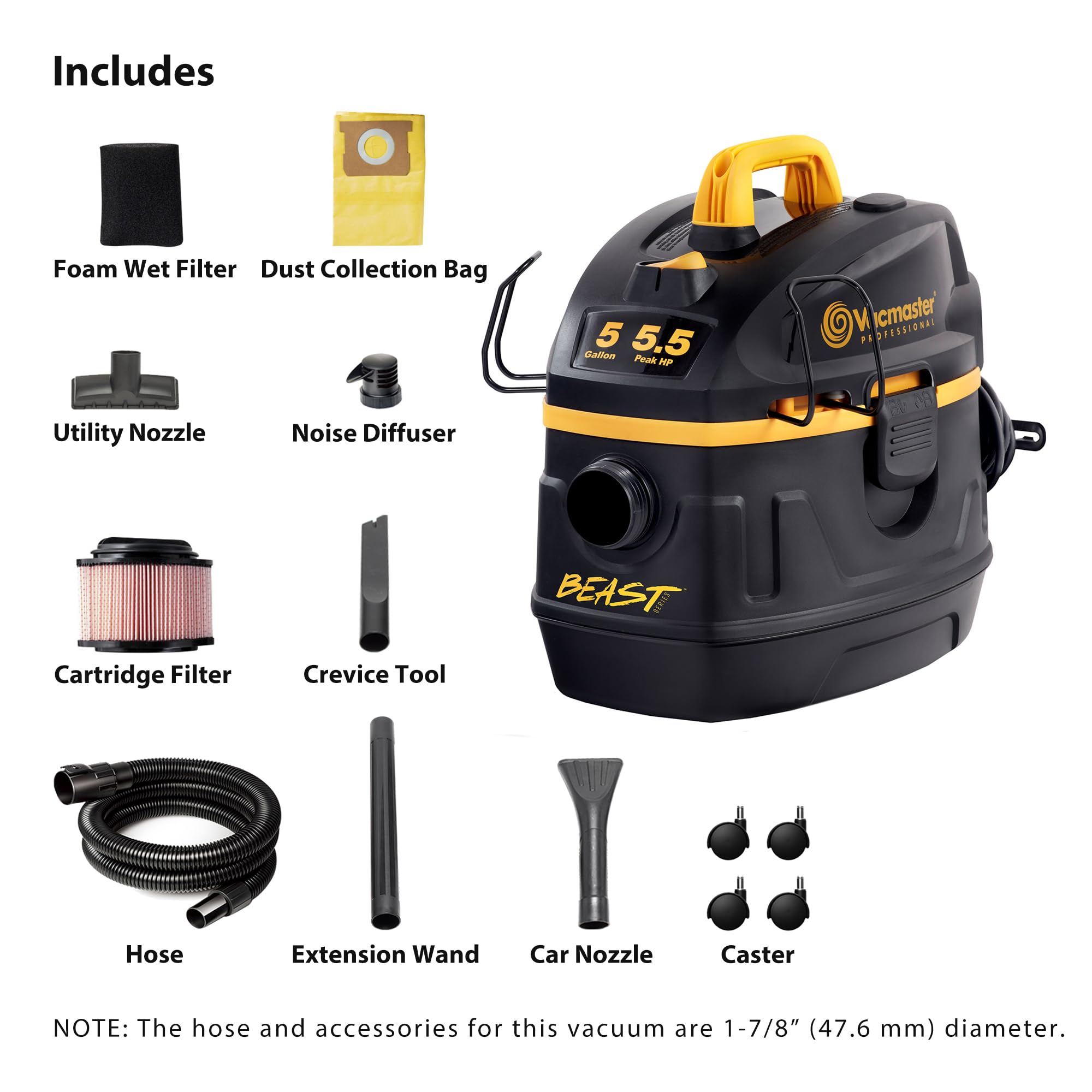 VACMASTER Professional Beast VFB511H 5-Gallon Wet/Dry Vac