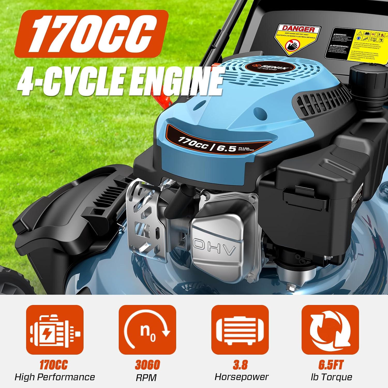SENIX Gas Lawn Mower, 22