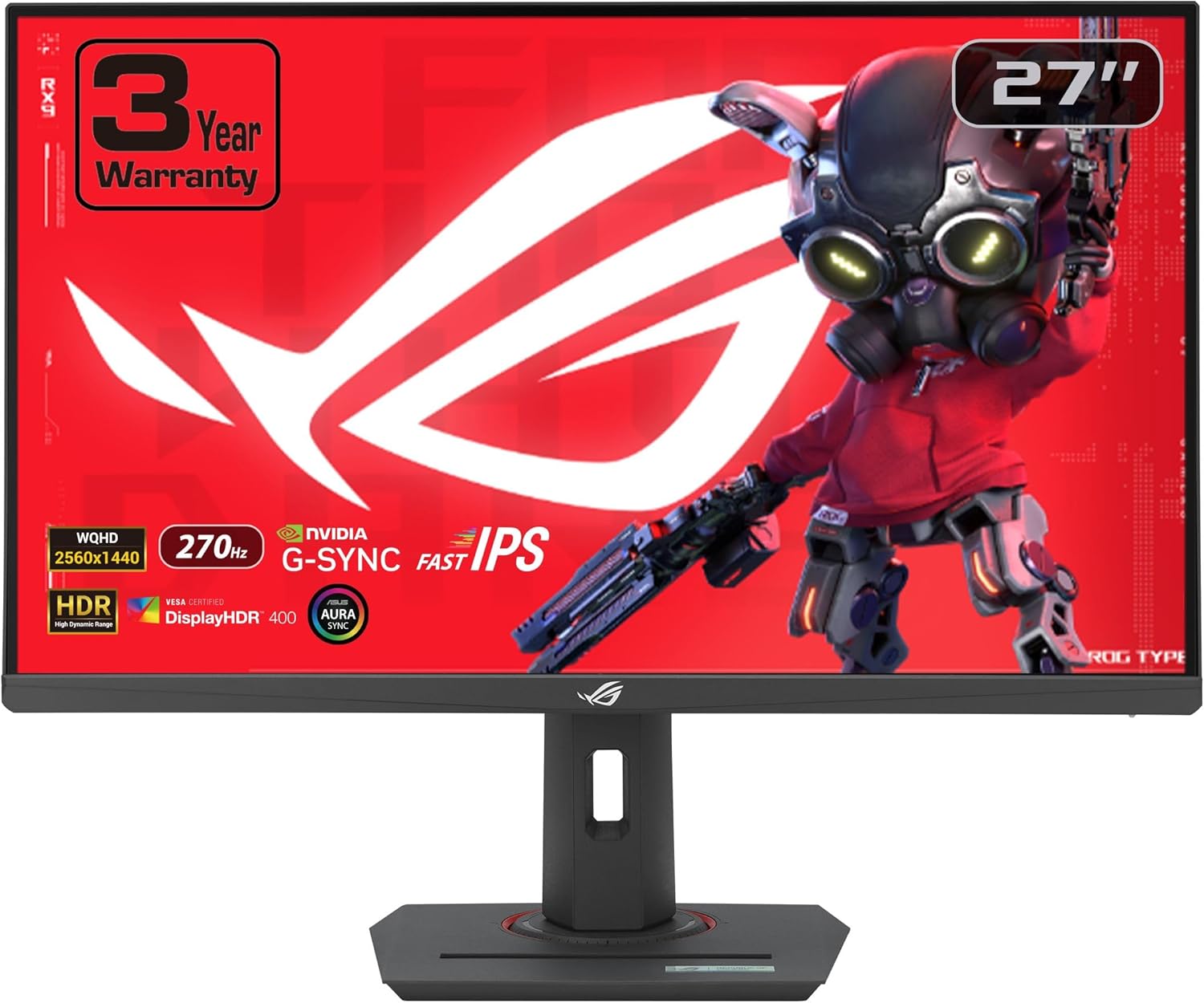 ASUS ROG Strix 27” 1440P USB-C HDR Gaming Monitor (XG27ACMG) - QHD (2560x1440), 270Hz, 1ms, Fast IPS, Extreme Low Motion Blur Sync, G-SYNC Compatible, DisplayWidget, Tripod Socket, 3 yr Warranty
