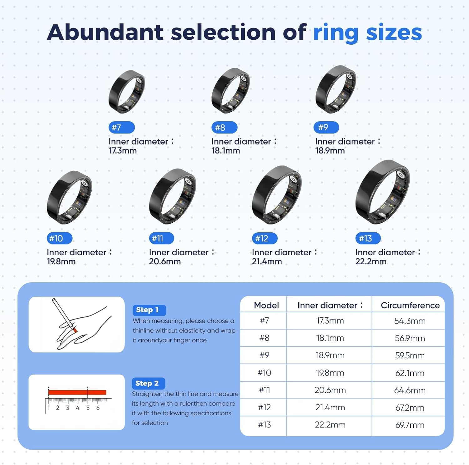 BIEMHA IP68 Waterproof Smart Ring - Fitness & Health Tracker with Sleep/Exercise Monitoring, Unisex for Women Men, iOS & Android Compatible, Long Lasting Battery Life, No Subscription (Silver, 8)