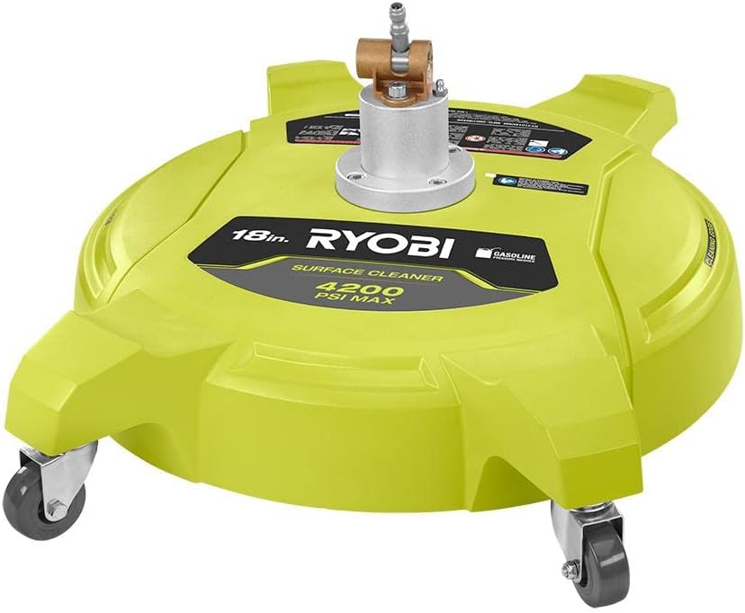 RYOBI 18 in. 4200 PSI Quick Connect Pressure Washer Surface Cleaner for Gas Pressure Washers with Caster Wheels Green