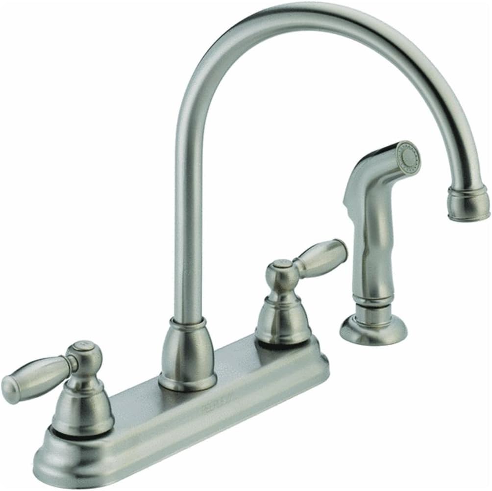 Peerless Claymore 2-Handle Kitchen Sink Faucet with Side Sprayer, Stainless P299575LF-SS