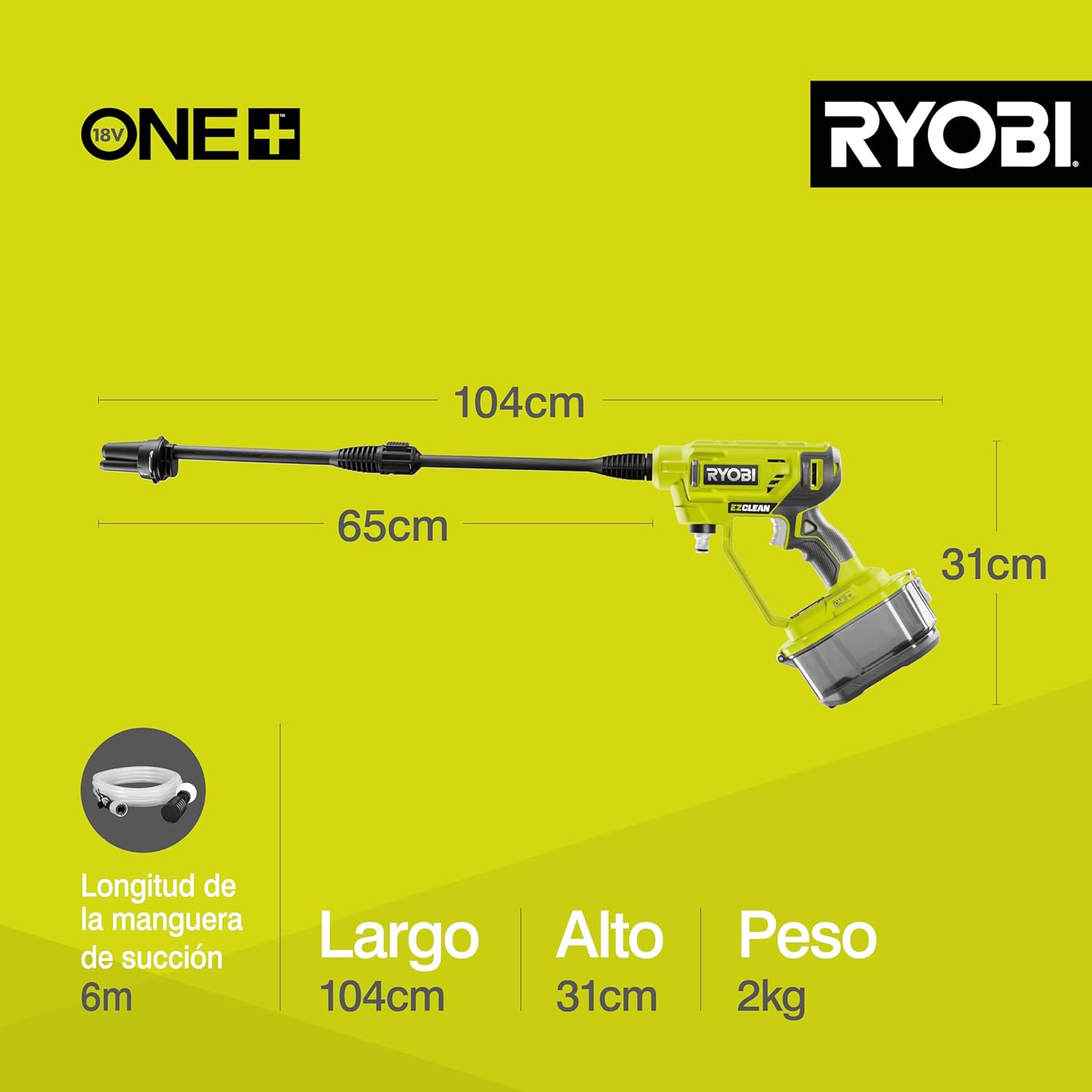 Ryobi RY18PW22A-0 Battery Pressure Lance 18V ONE+ 182 l/h 22 Bar (Body Only)