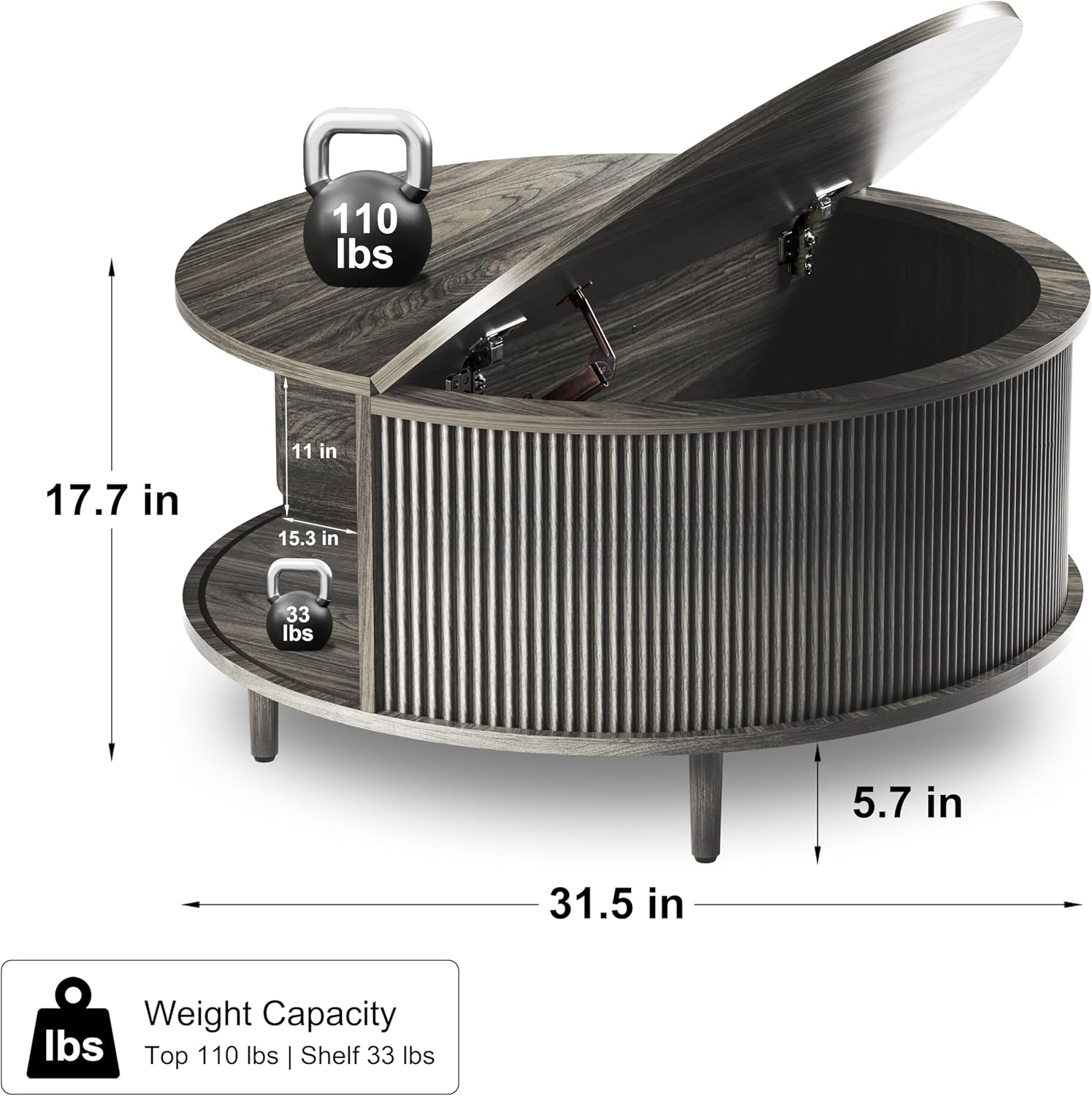 Round Coffee Table, 31.5