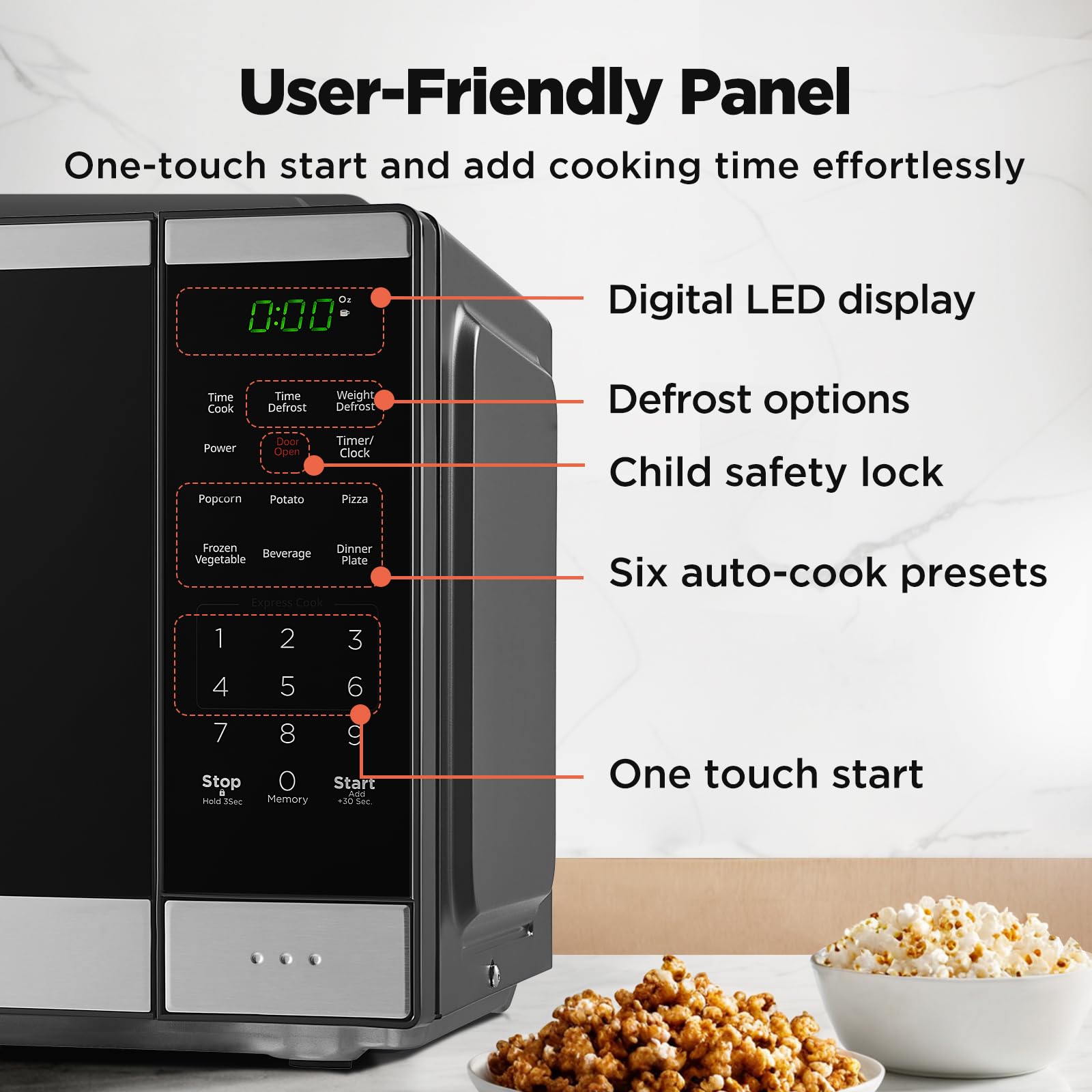 BLACK+DECKER Countertop Microwave Oven 0.9 Cu Ft with Auto Menus