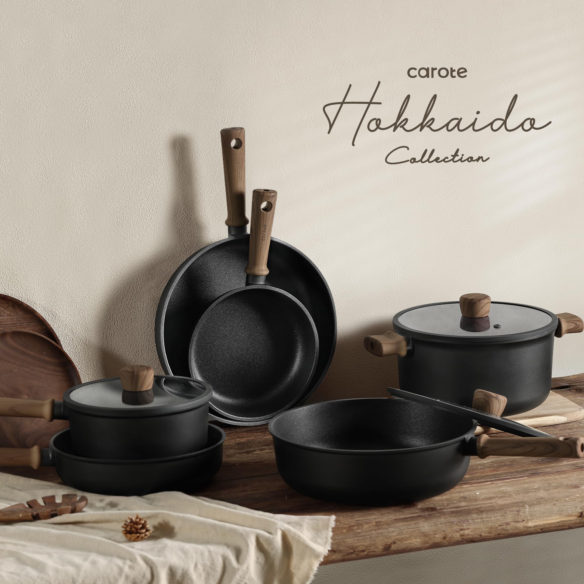 CAROTE Induction Nonstick Titanium Cookware Set 16pcs