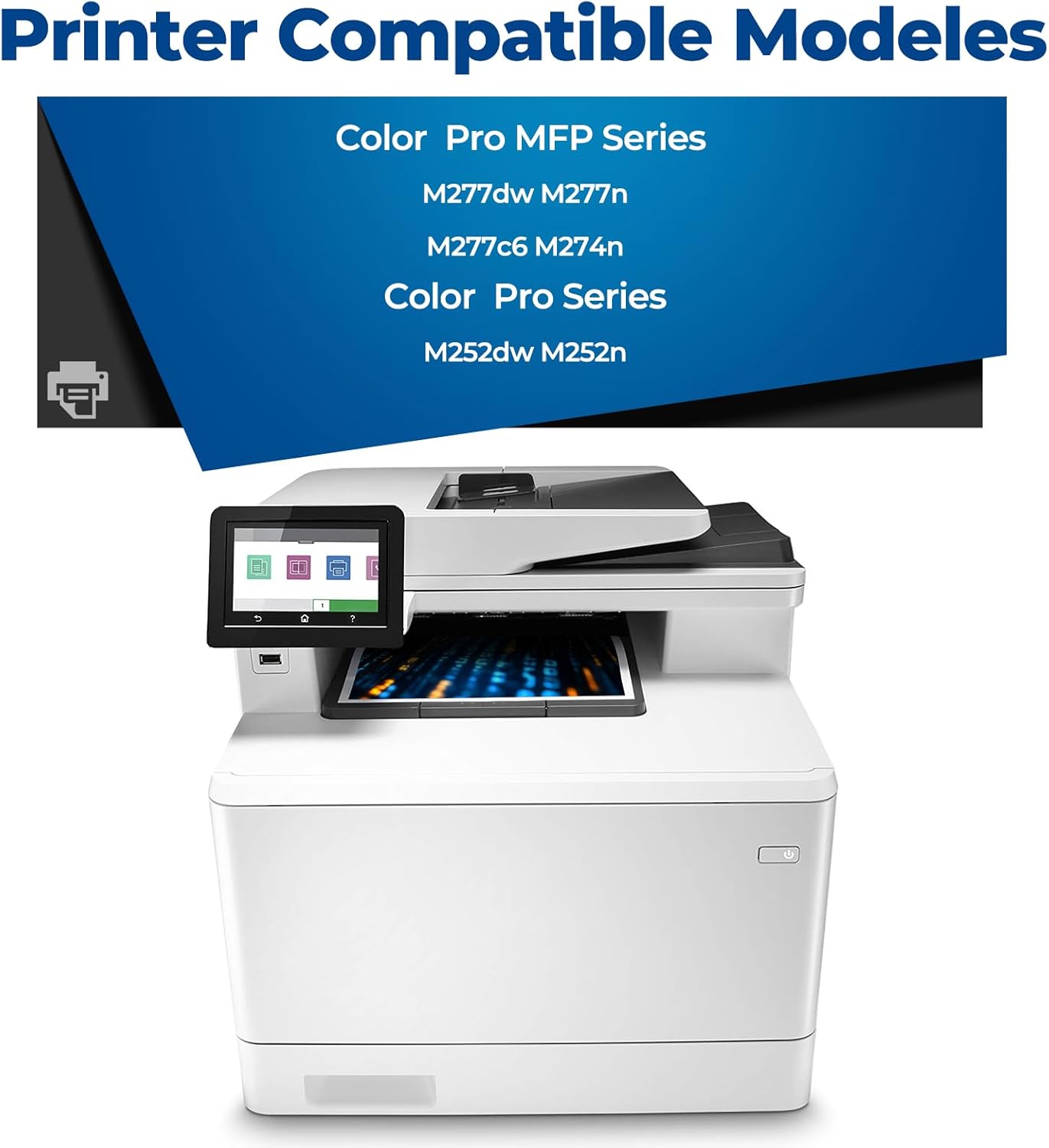 201X Toner Cartridges Replacement Pro MFP M252dw M277dw for HP 201X Toner (with Chip) CF400X CF401X CF402X CF403X Works for M277c6 M277n M277 M252n Printer 4Pack(1BK+1C+1M+1Y)