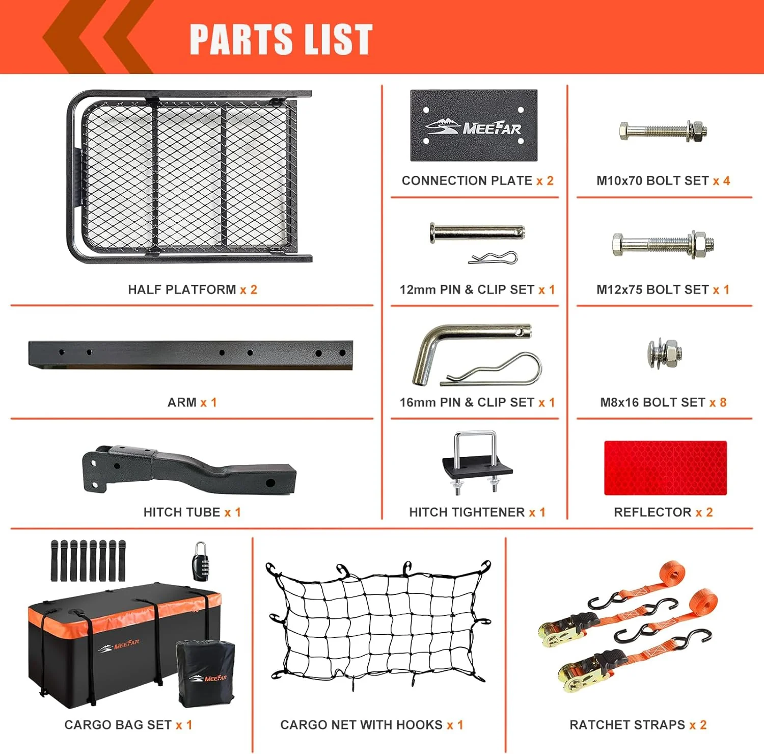 Folding hitch mounted cargo basket 60